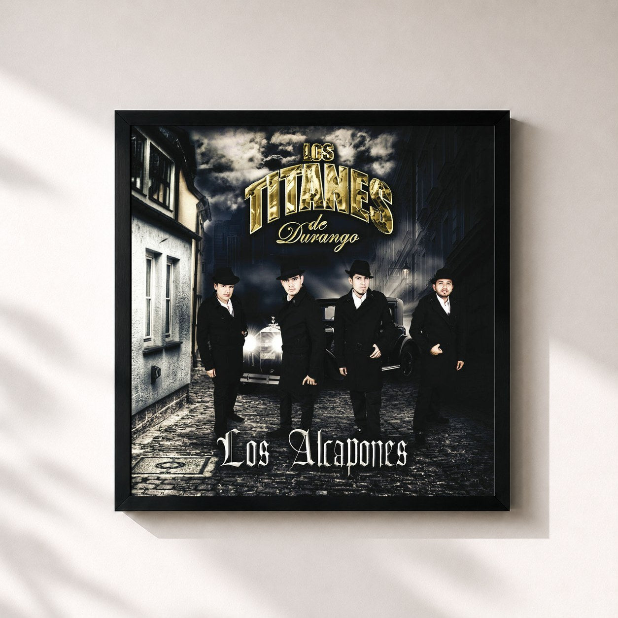 #noir Tableau carré de l'album Los Alcapones de Los Titanes De Durango, cadre noir 32x32 cm
