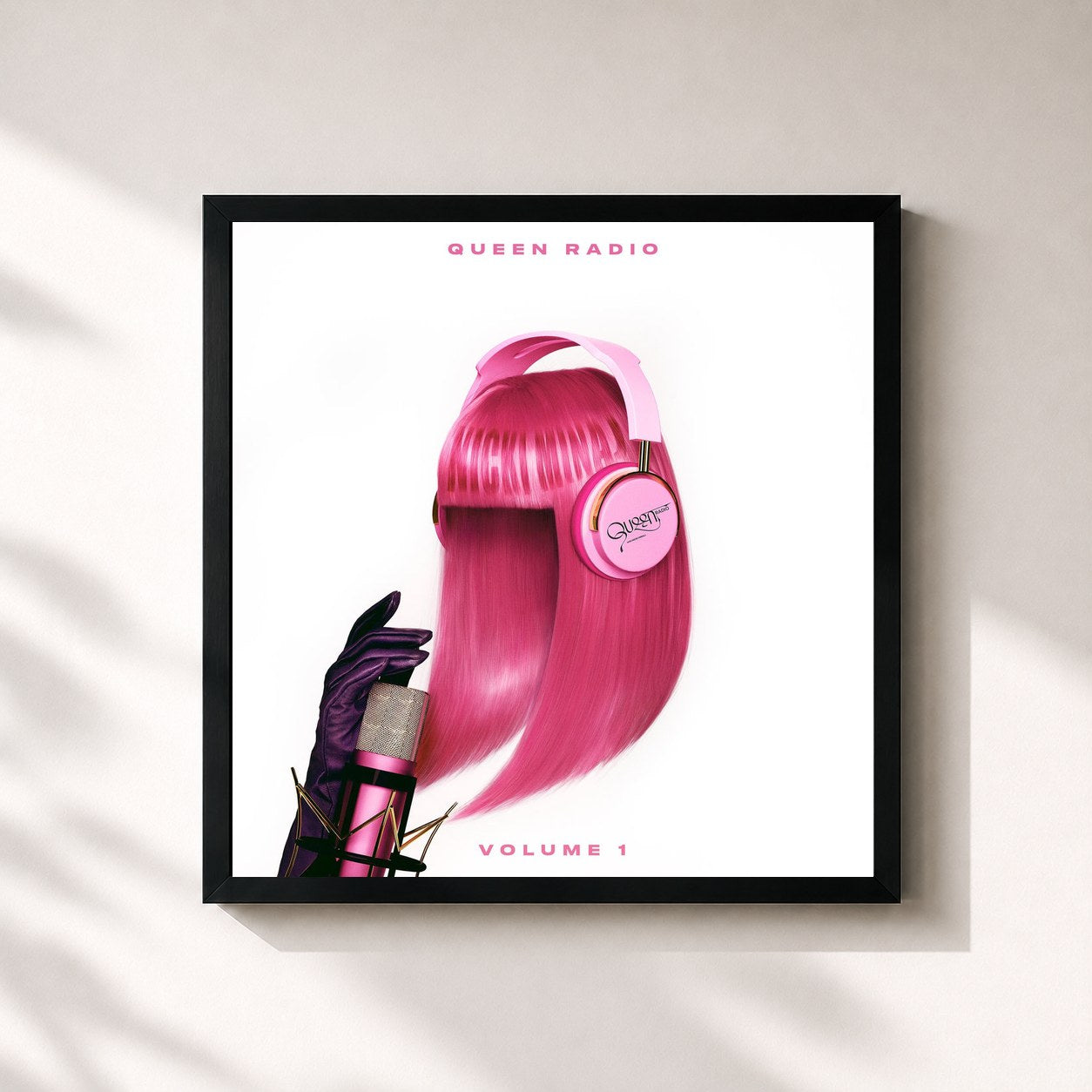 #noir Tableau carré de l'album Queen Radio: Volume 1 de Nicki Minaj, cadre noir 32x32 cm