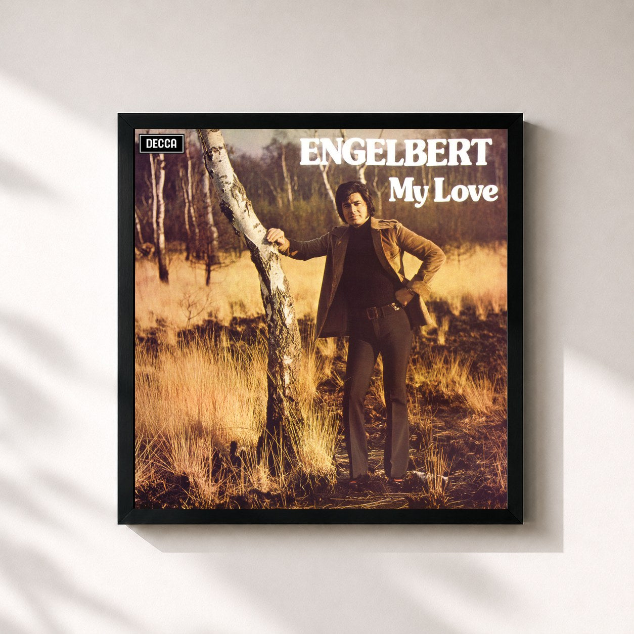 #noir Tableau carré de l'album My Love de Engelbert Humperdinck, cadre noir 32x32 cm