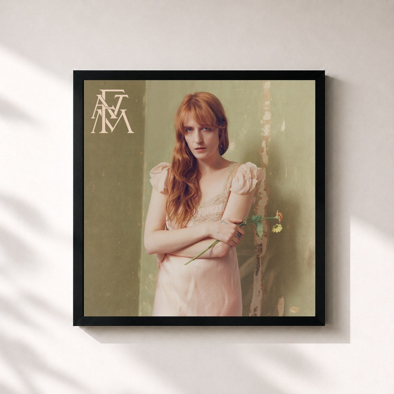 #noir Tableau carré de l'album High As Hope de Florence + The Machine, cadre noir 32x32 cm