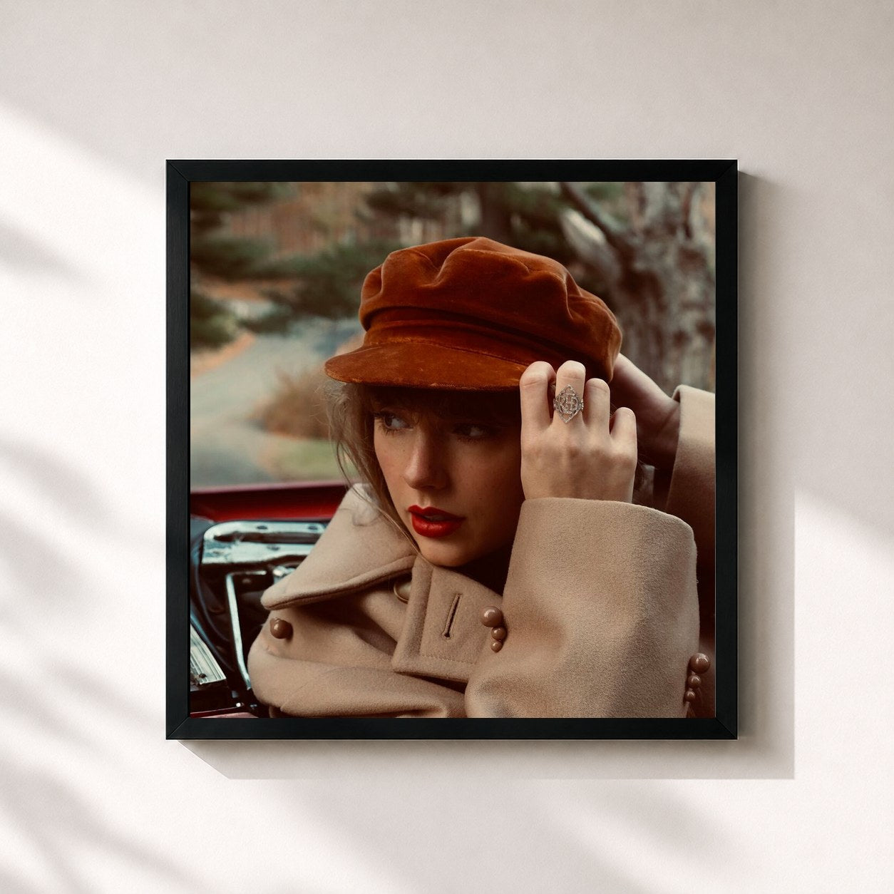 #noir Red (Taylor's Version) by Taylor Swift as a square framed art print, black 32x32 cm frame