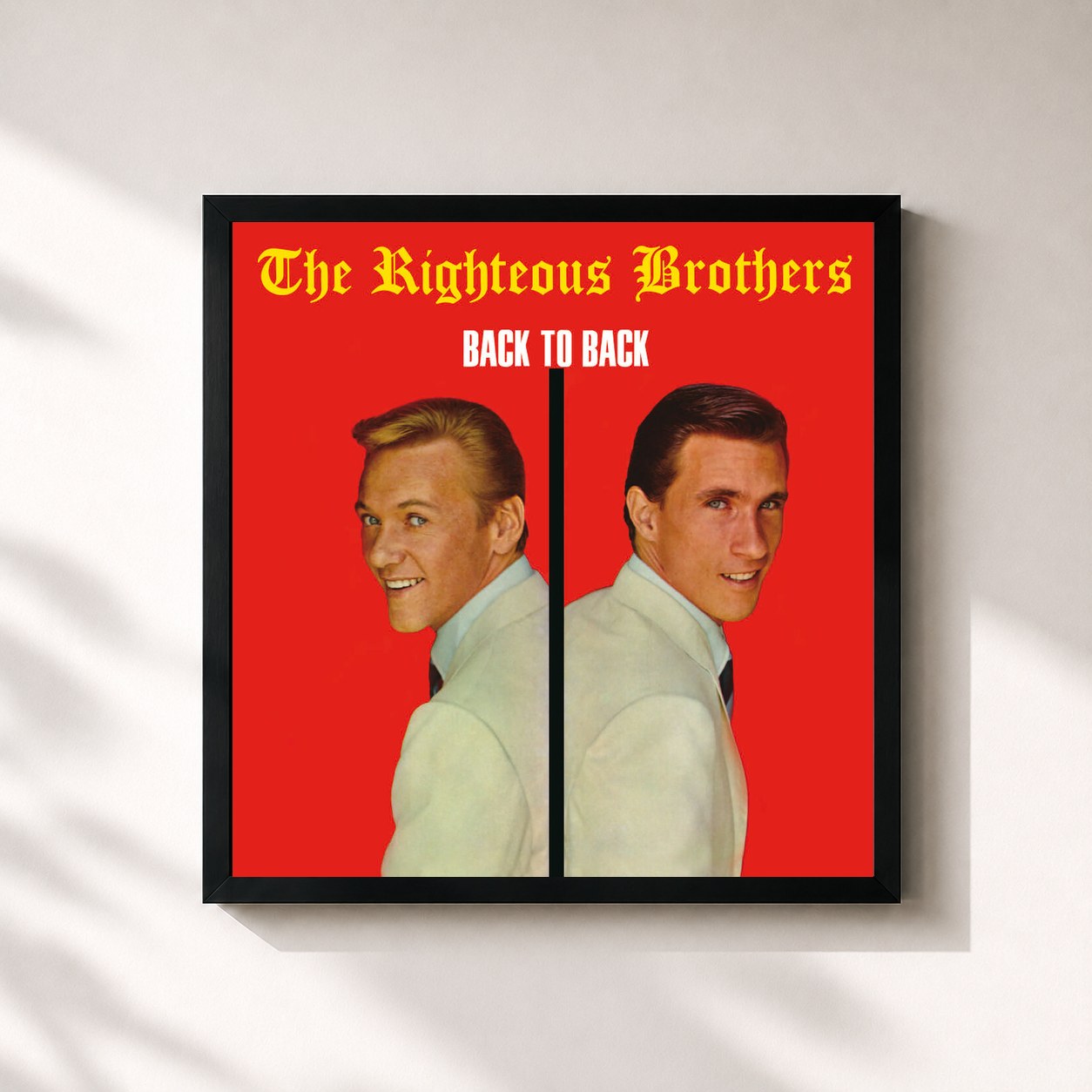 #noir Tableau carré de l'album Back To Back de The Righteous Brothers, cadre noir 32x32 cm