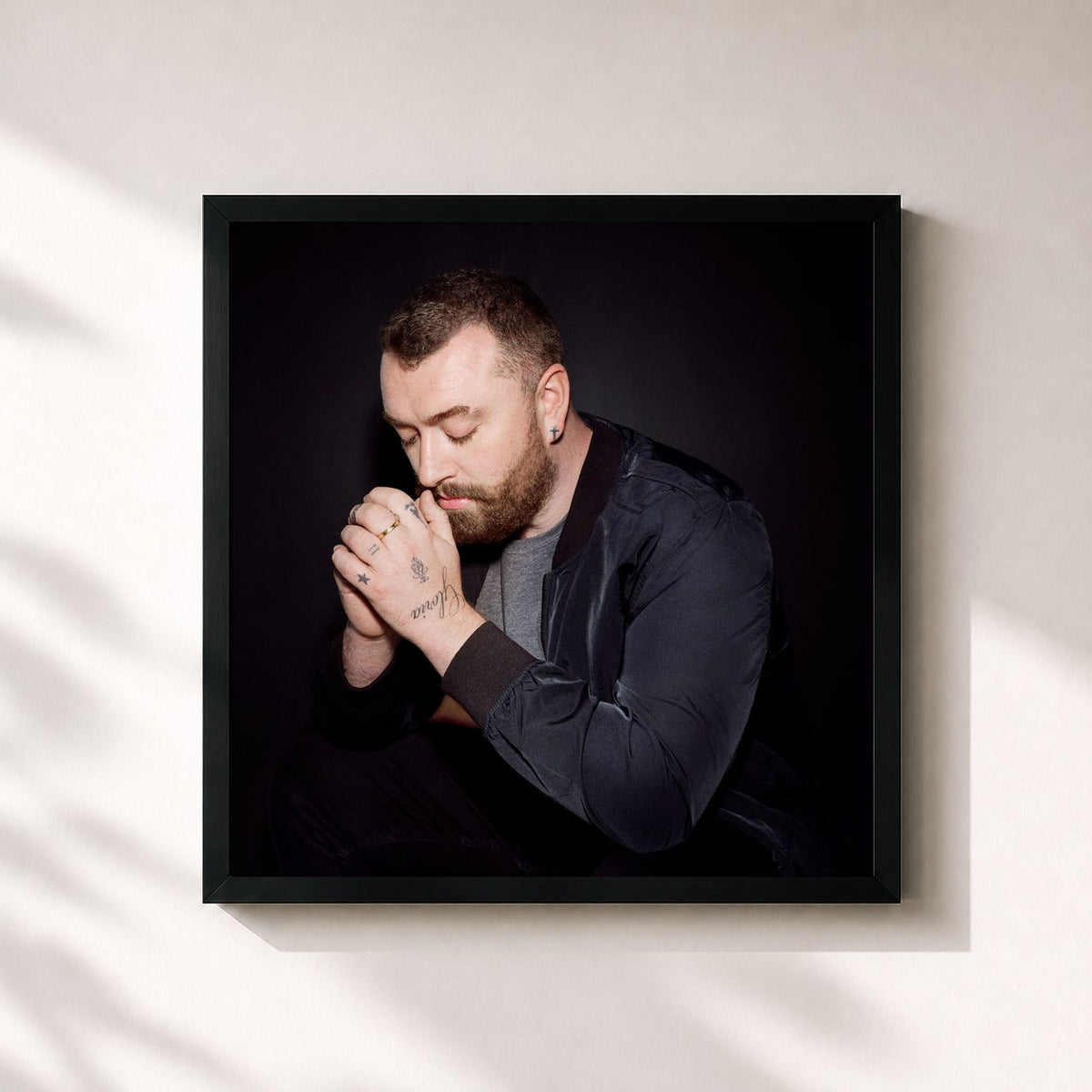 #noir Tableau carré de l'album In The Lonely Hour (10th Anniversary Edition) de Sam Smith, cadre noir 32x32 cm