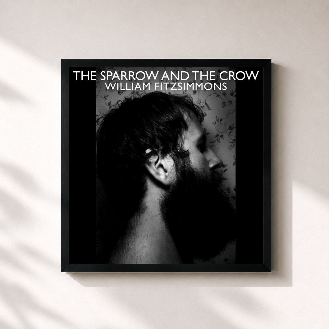 #noir Tableau carré de l'album The Sparrow and the Crow de William Fitzsimmons, cadre noir 32x32 cm