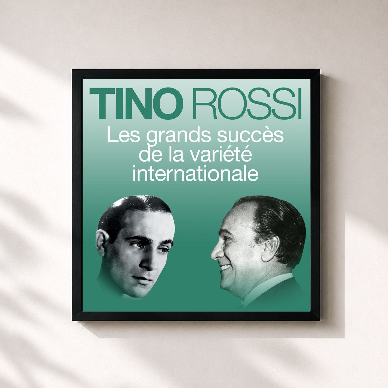 #noir Tableau carré de l'album Les grands succès de la variété internationale de Tino Rossi, cadre noir 32x32 cm