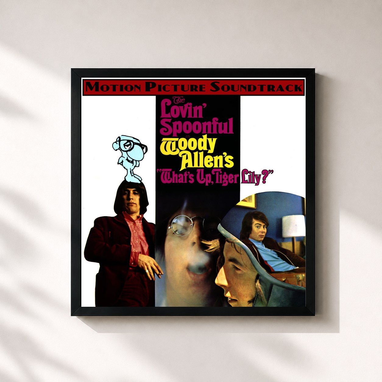 #noir Tableau carré de l'album What's Up, Tiger Lily de The Lovin' Spoonful, cadre noir 32x32 cm