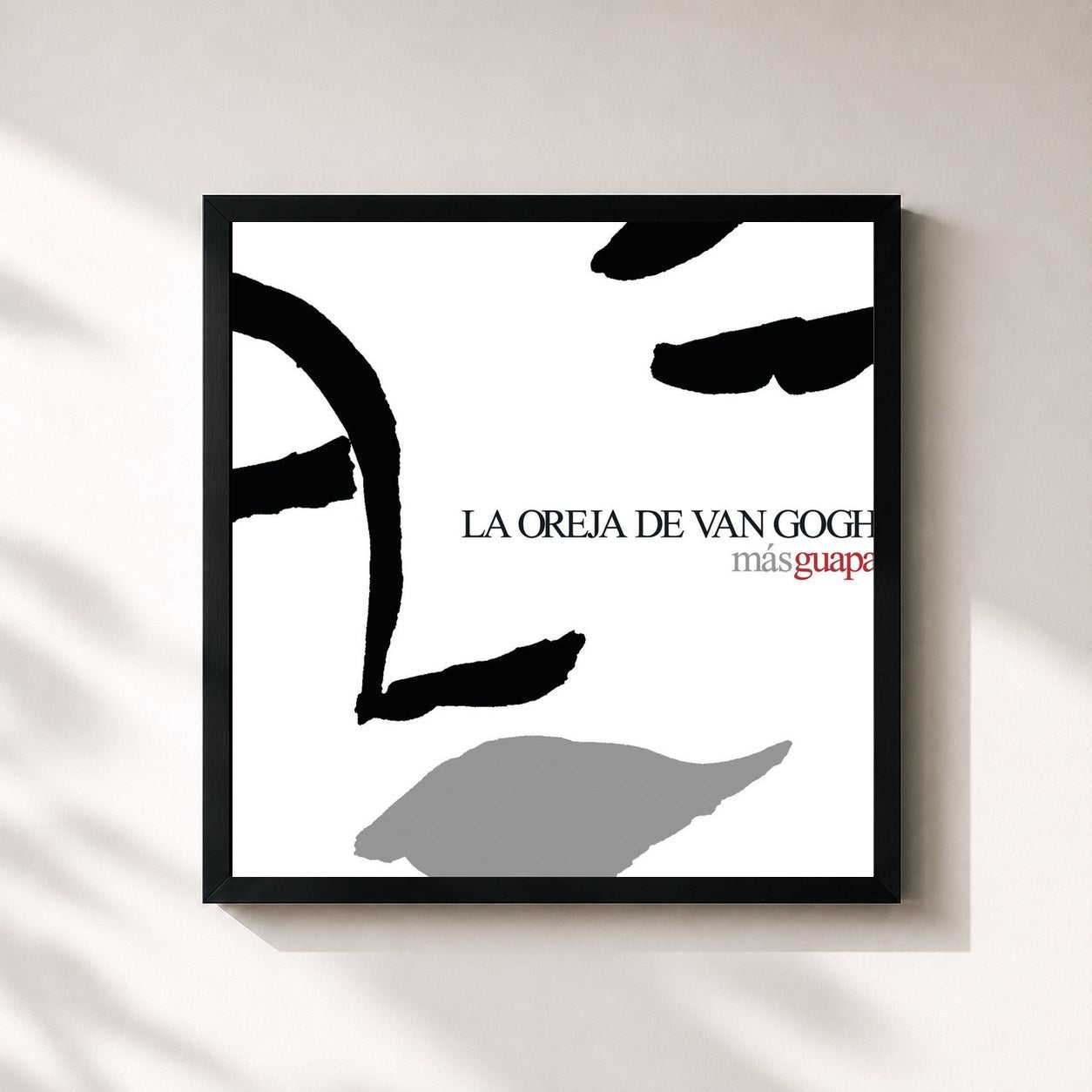 #noir Tableau carré de l'album Mas Guapa de La Oreja de Van Gogh, cadre noir 32x32 cm