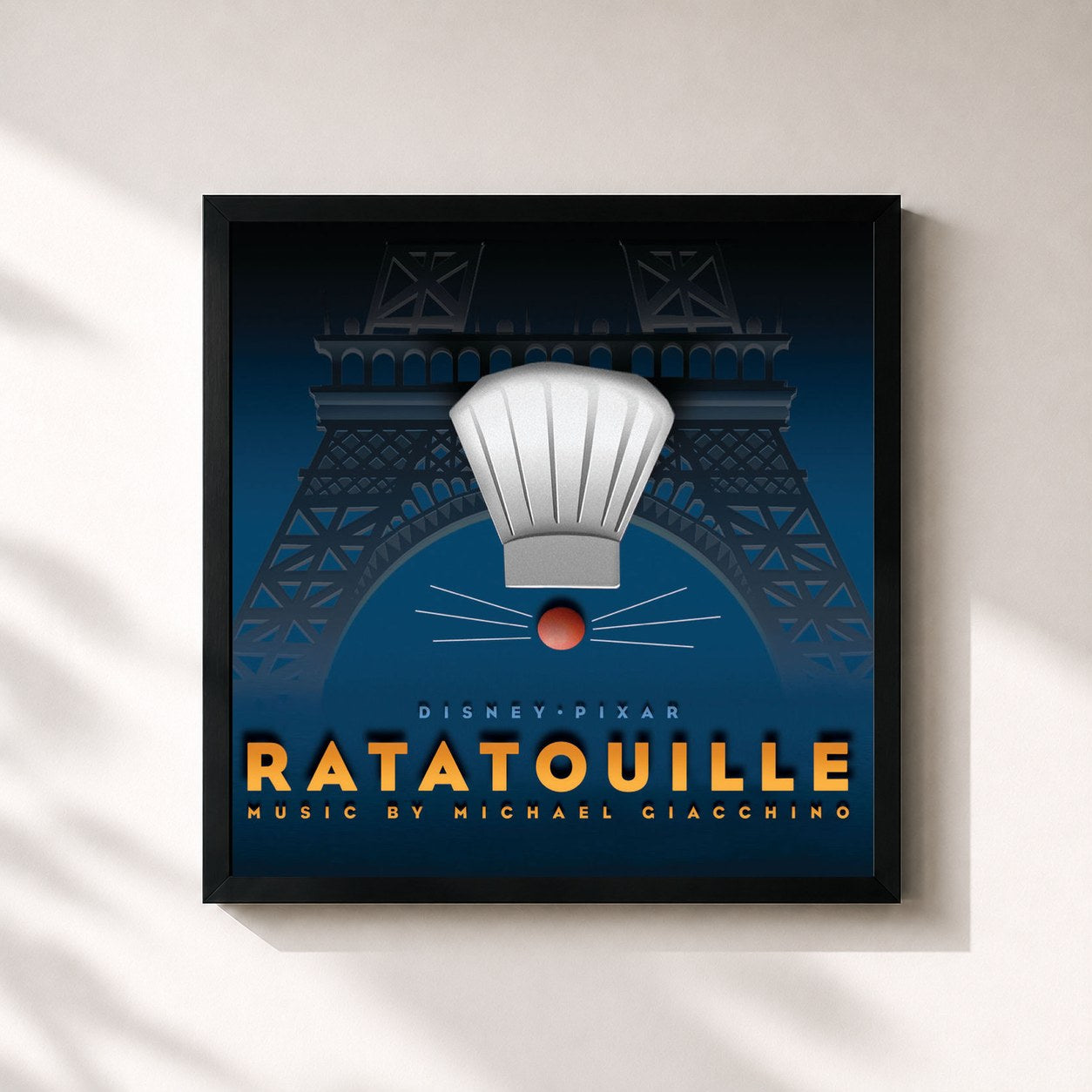 #noir Tableau carré de l'album Ratatouille (Original Motion Picture Soundtrack) de Michael Giacchino, cadre noir 32x32 cm