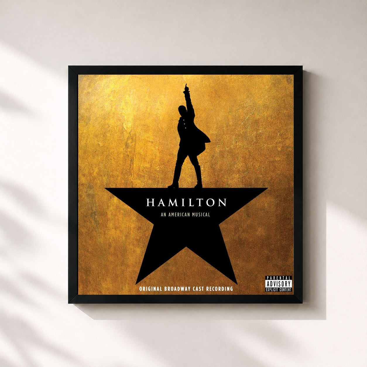 #noir Tableau carré de l'album Hamilton (Original Broadway Cast Recording) de Lin-Manuel Miranda, cadre noir 32x32 cm