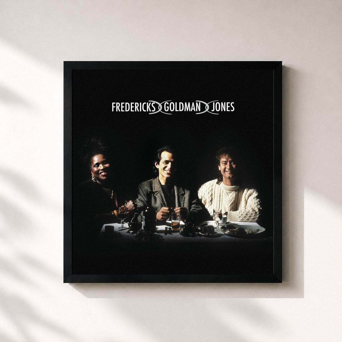 #noir Tableau carré de l'album Fredericks, Goldman, Jones de Jean-Jacques Goldman, cadre noir 32x32 cm