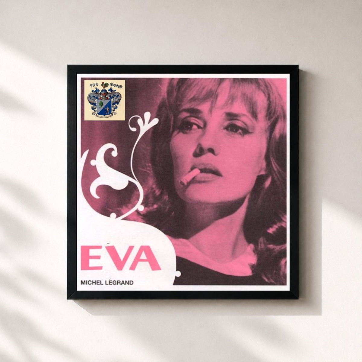 #noir Eva (Original Movie Sound) di Michel Legrand in stampa quadrata incorniciata, cornice nera 32x32 cm