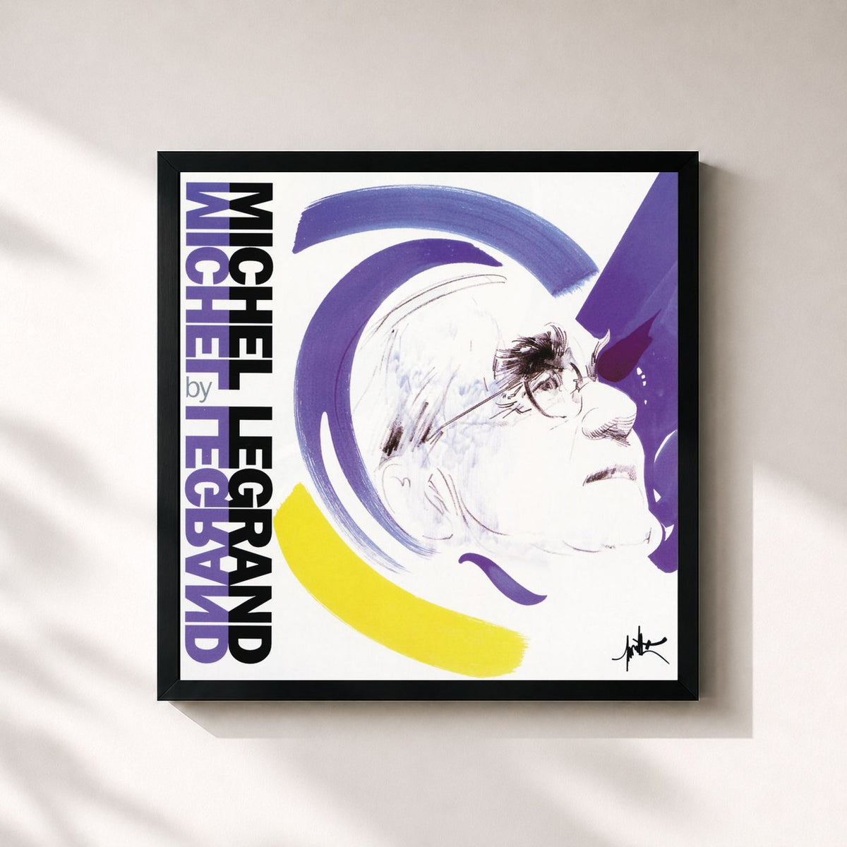 #noir Tableau carré de l'album Michel Legrand by Michel Legrand de Michel Legrand, cadre noir 32x32 cm