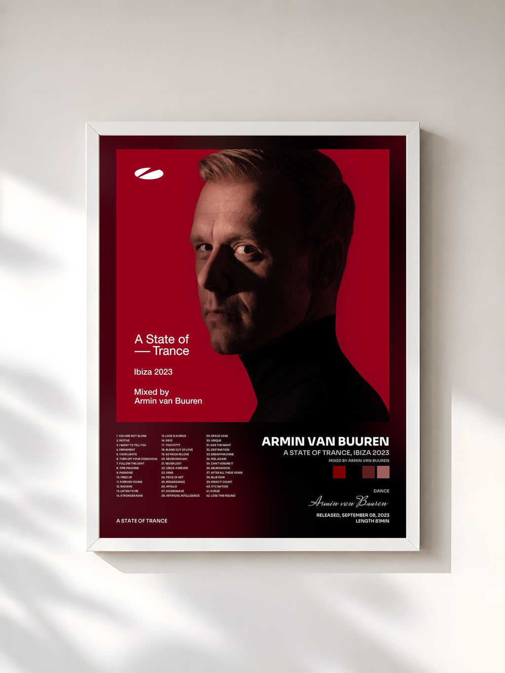 #blanc A State of Trance, Ibiza 2023 (Mixed by Armin van Buuren) by Armin van Buuren as a framed art print, white frame, printed and framed in France