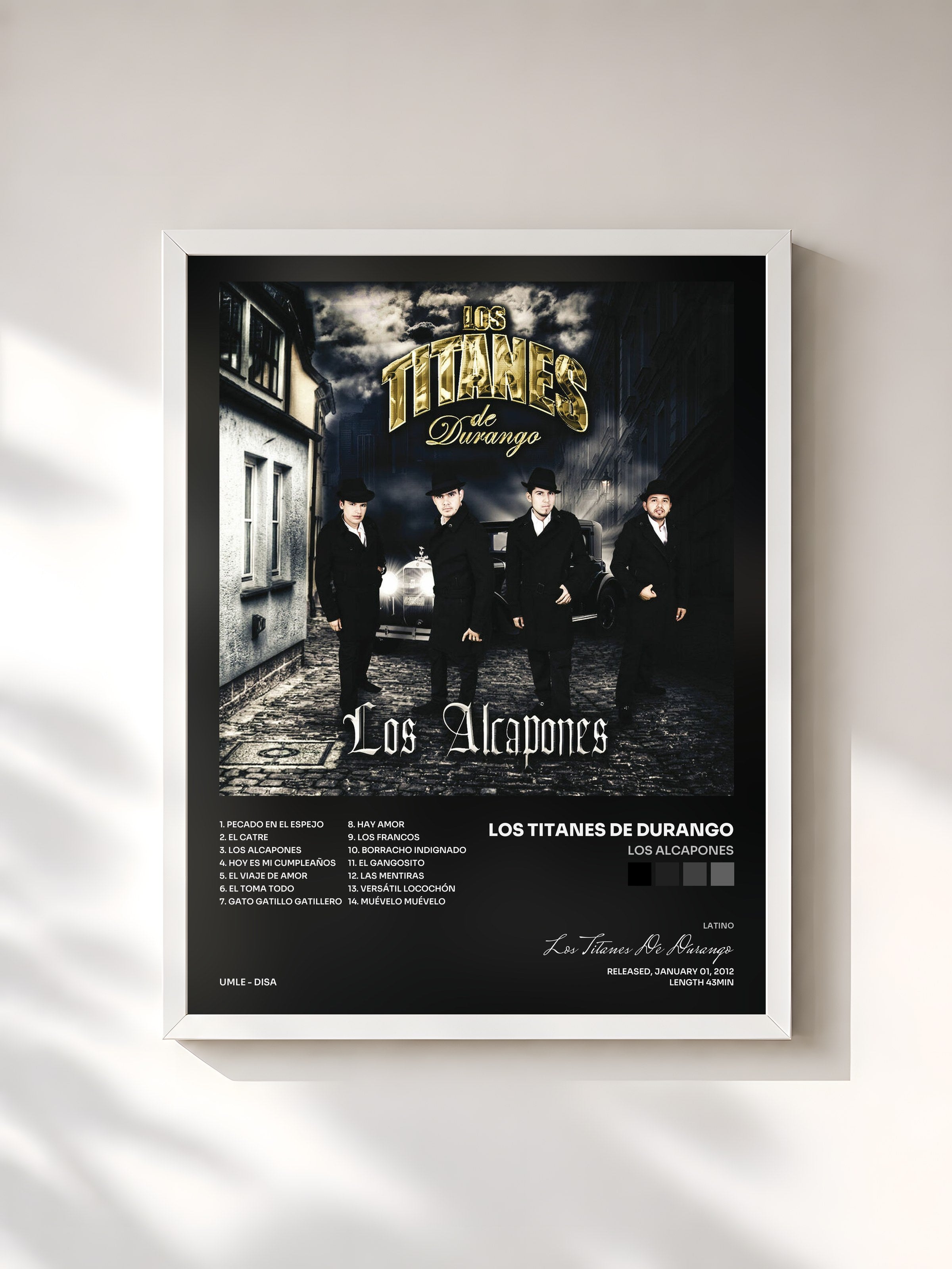 #blanc Tableau de l'album Los Alcapones de Los Titanes De Durango, cadre blanc, imprimé et encadré en France