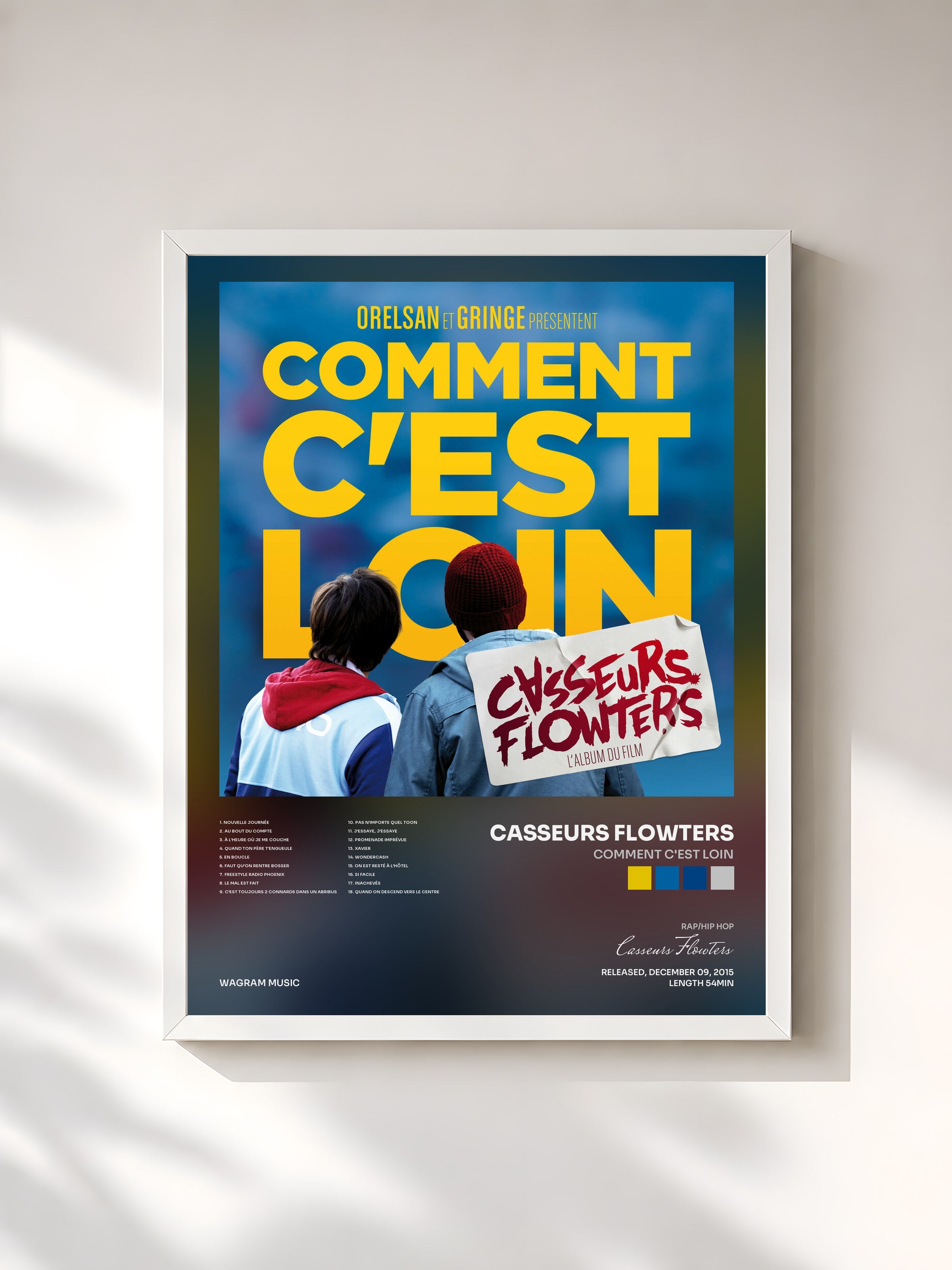 #blanc Comment c'est loin by Casseurs Flowters as a framed art print, white frame, printed and framed in France