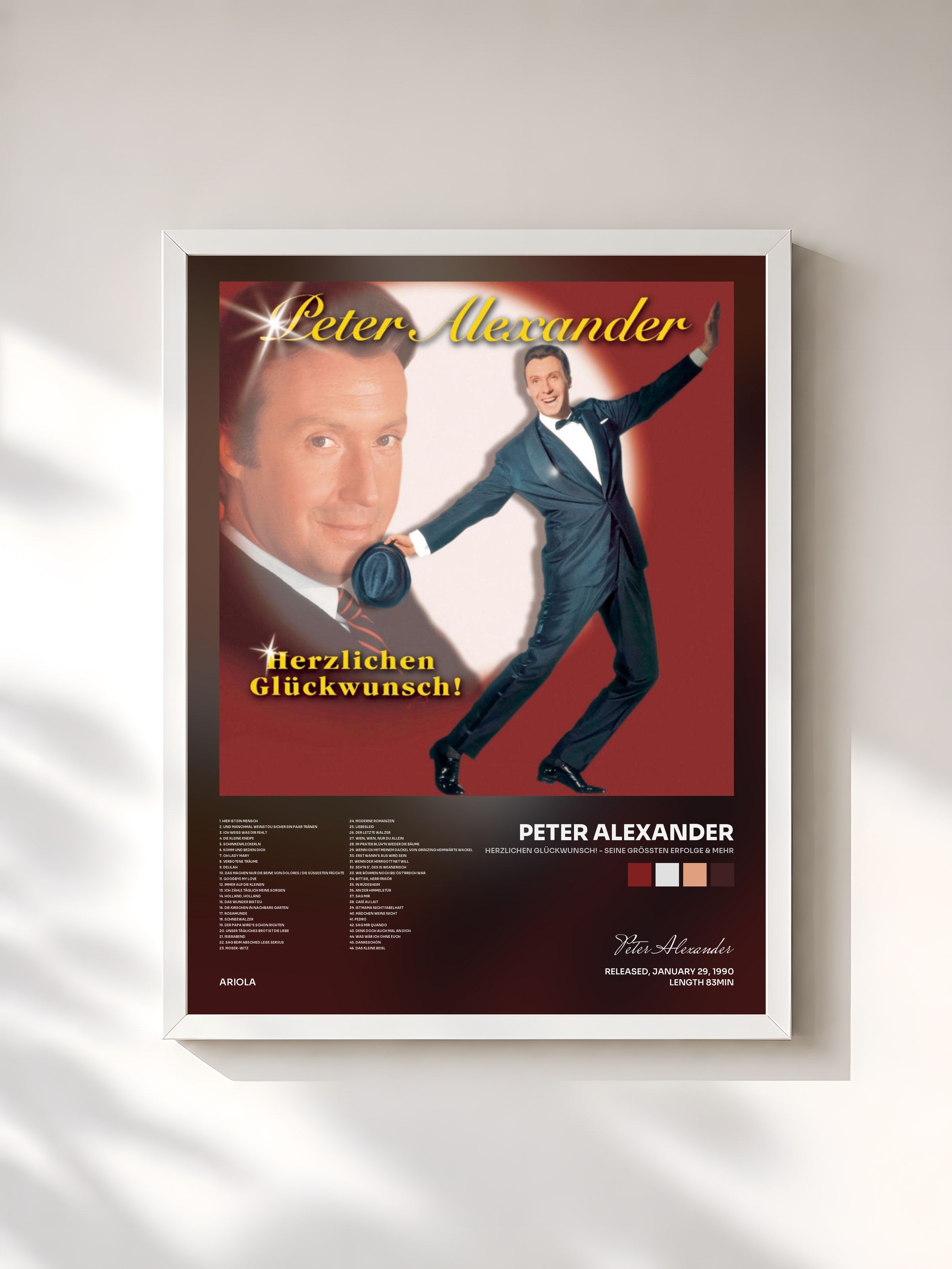 #blanc Tableau de l'album Herzlichen Glückwunsch! - Seine größten Erfolge & mehr de Peter Alexander, cadre blanc, imprimé et encadré en France