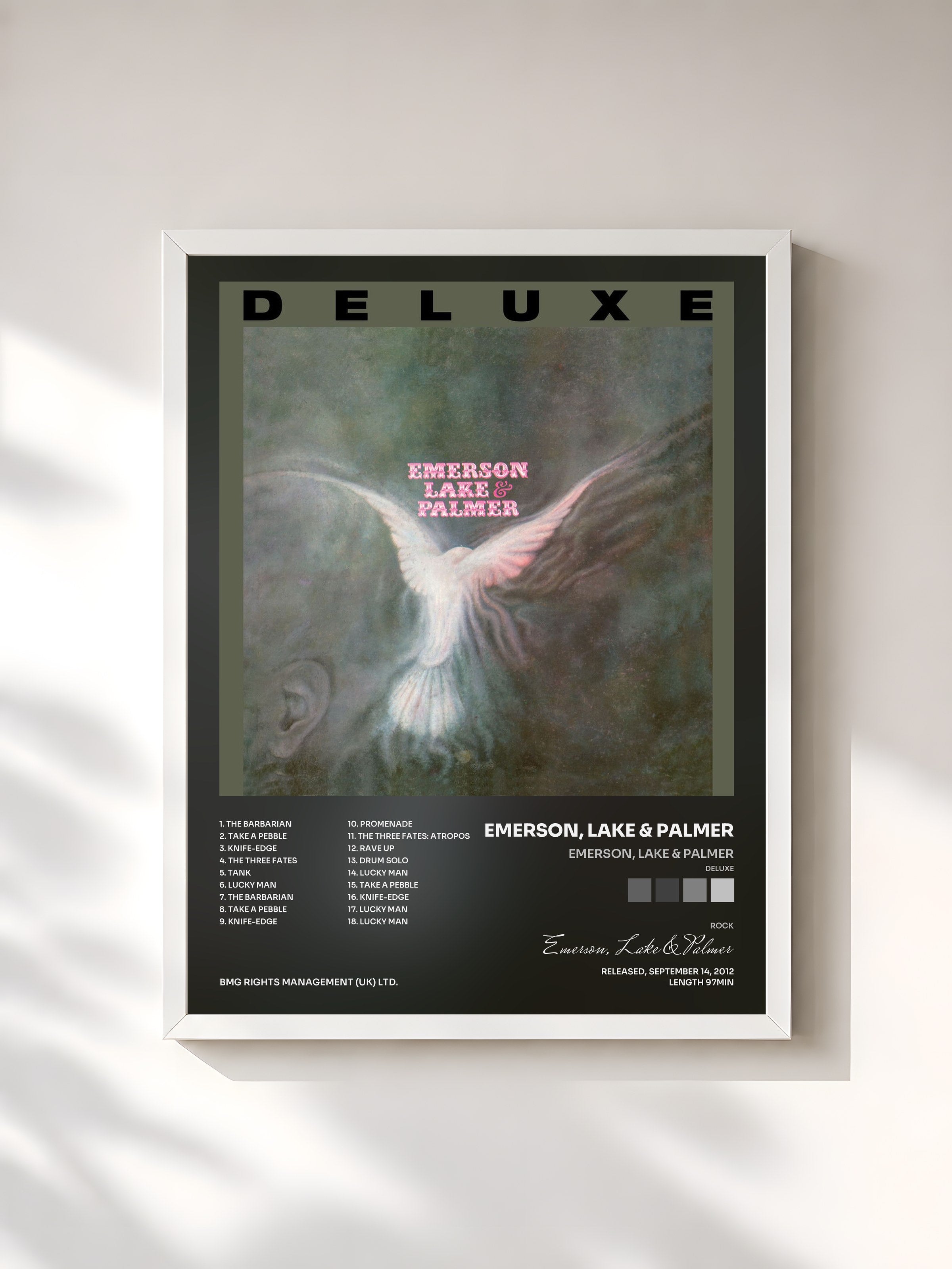 #blanc Tableau de l'album Emerson, Lake & Palmer (Deluxe) de Emerson, Lake & Palmer, cadre blanc, imprimé et encadré en France