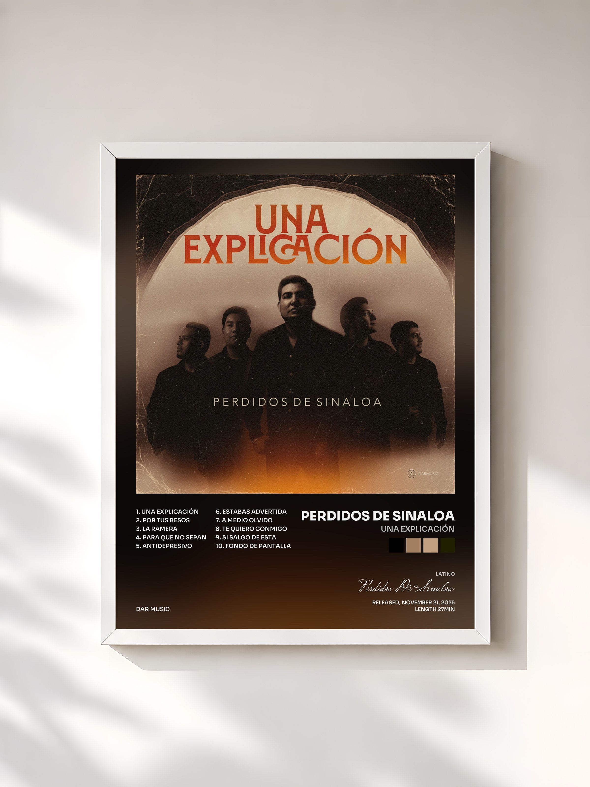 #blanc Tableau de l'album Una Explicación de Perdidos De Sinaloa, cadre blanc, imprimé et encadré en France