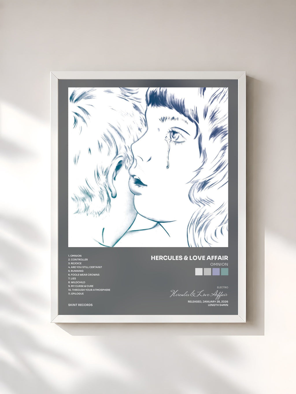 #blanc Omnion by Hercules & Love Affair as a framed art print, white frame, printed and framed in France