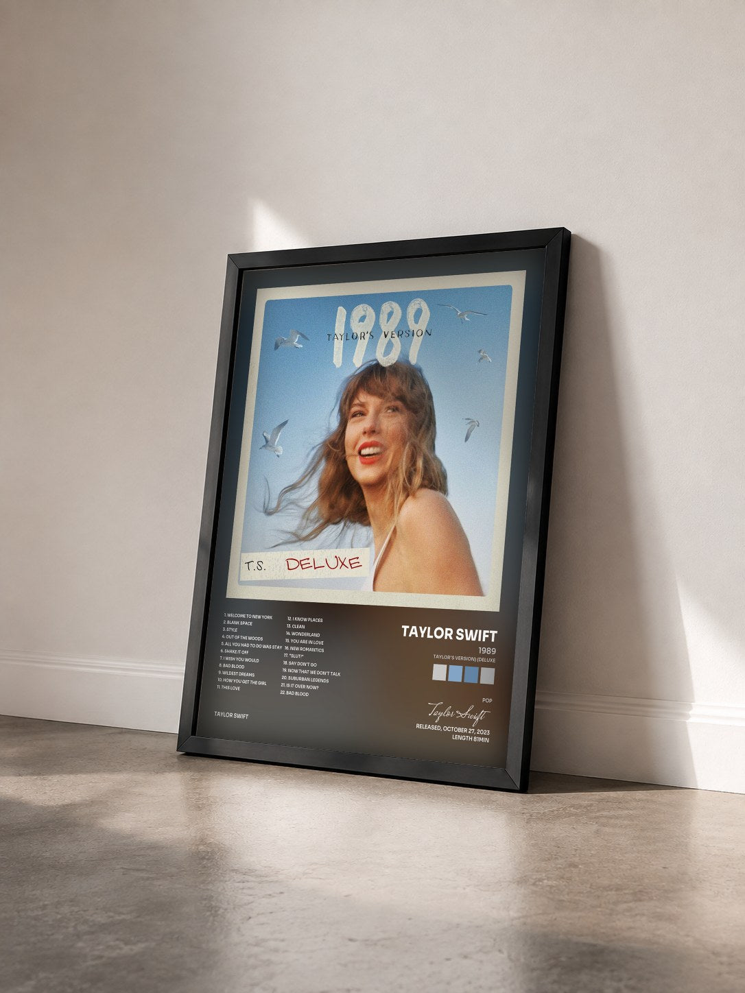 #noir Tableau de l'album 1989 (Taylor's Version) (Deluxe) de Taylor Swift vu de trois quarts, cadre noir