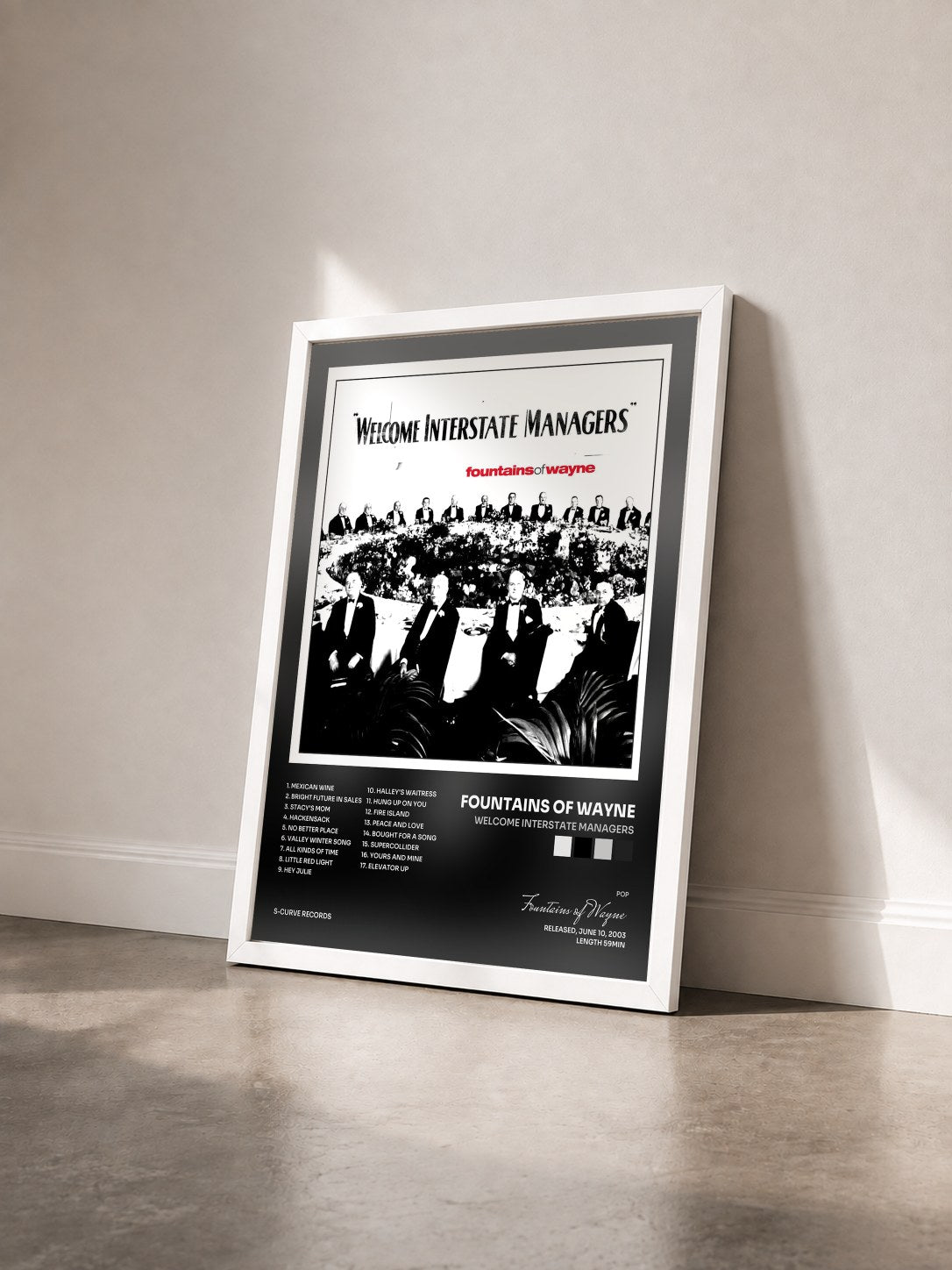 #blanc Tableau de l'album Welcome Interstate Managers de Fountains of Wayne vu de trois quarts, cadre blanc