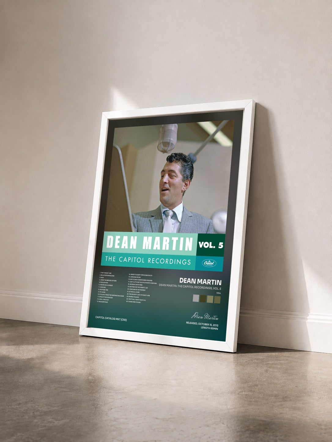 #blanc Tableau de l'album Dean Martin: The Capitol Recordings, Vol. 5 (1954) de Dean Martin vu de trois quarts, cadre blanc