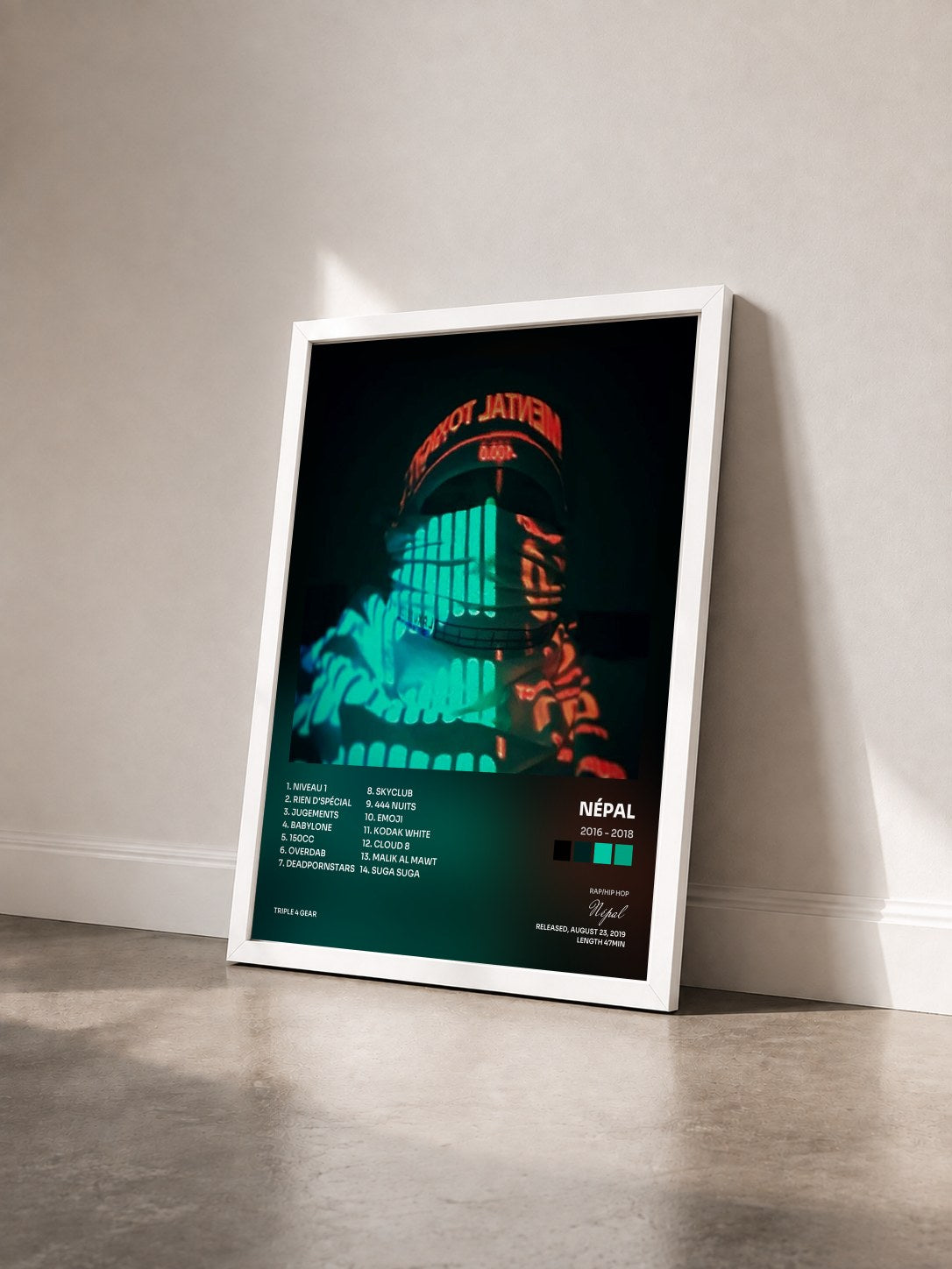 #blanc 2016 - 2018 by Népal as a framed art print seen at an angle, white frame