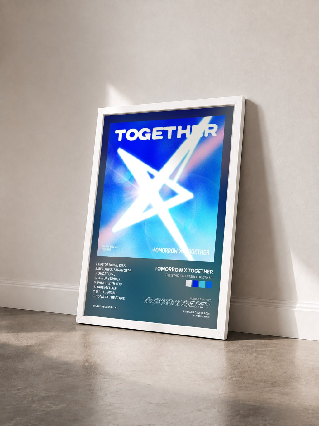 #blanc Tableau de l'album The Star Chapter: TOGETHER de TOMORROW X TOGETHER vu de trois quarts, cadre blanc