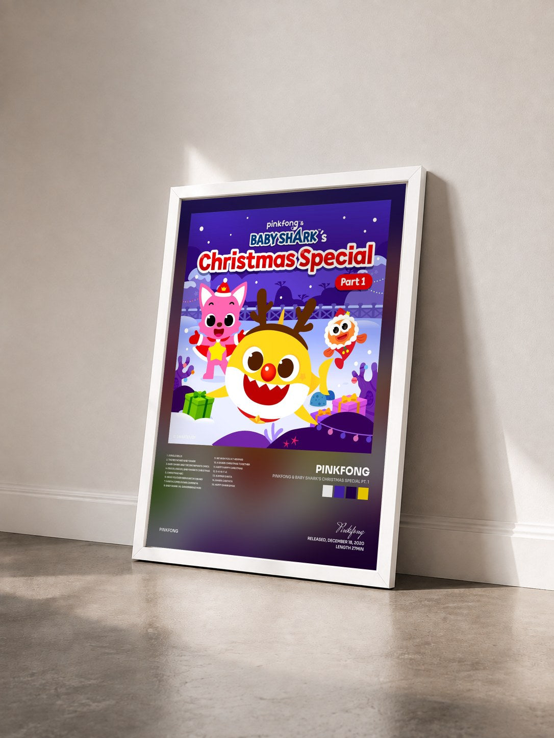 #blanc Tableau de l'album Pinkfong & Baby Shark's Christmas Special Pt. 1 de Pinkfong vu de trois quarts, cadre blanc