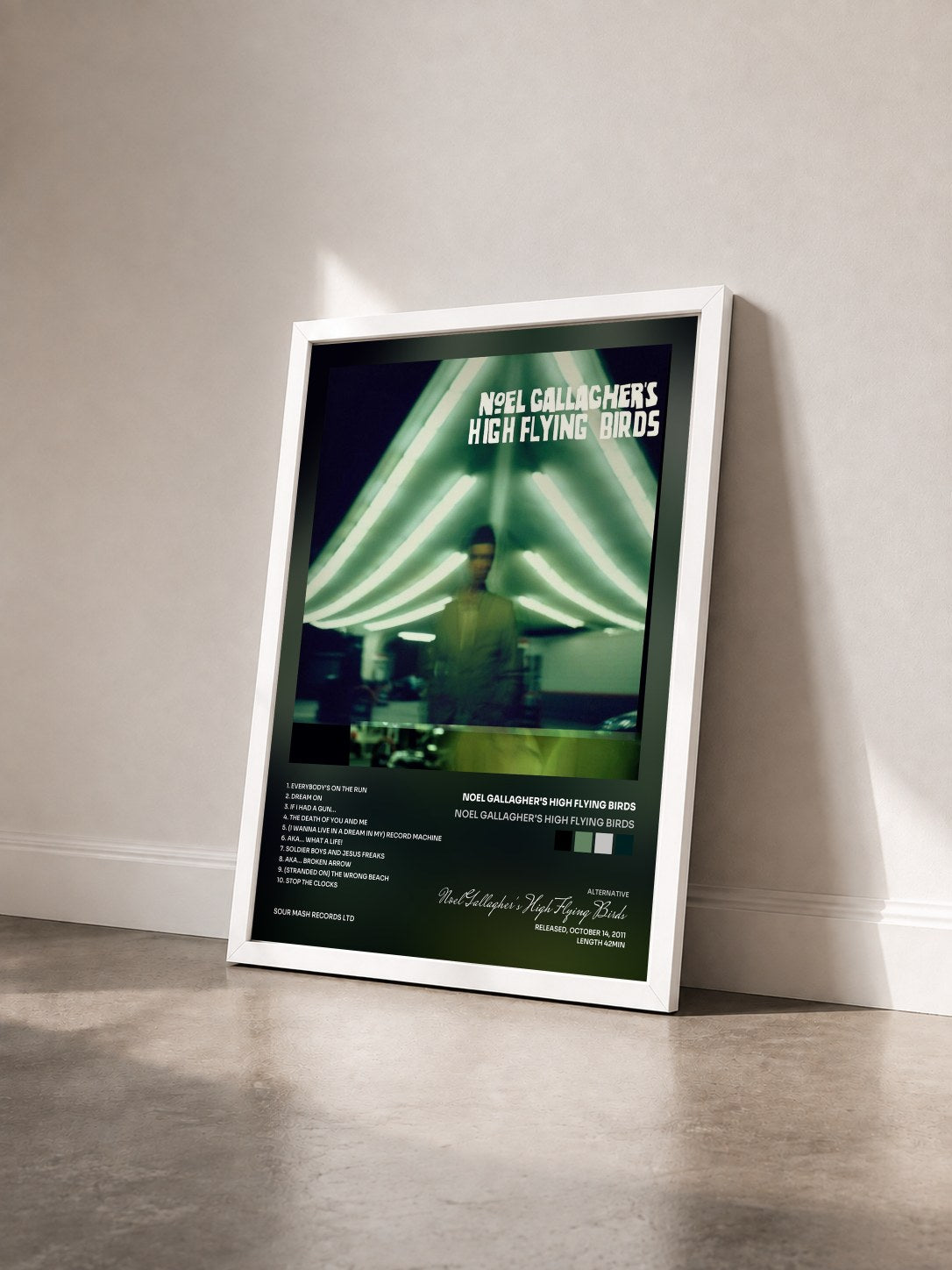 #blanc Tableau de l'album Noel Gallagher's High Flying Birds de Noel Gallagher's High Flying Birds vu de trois quarts, cadre blanc