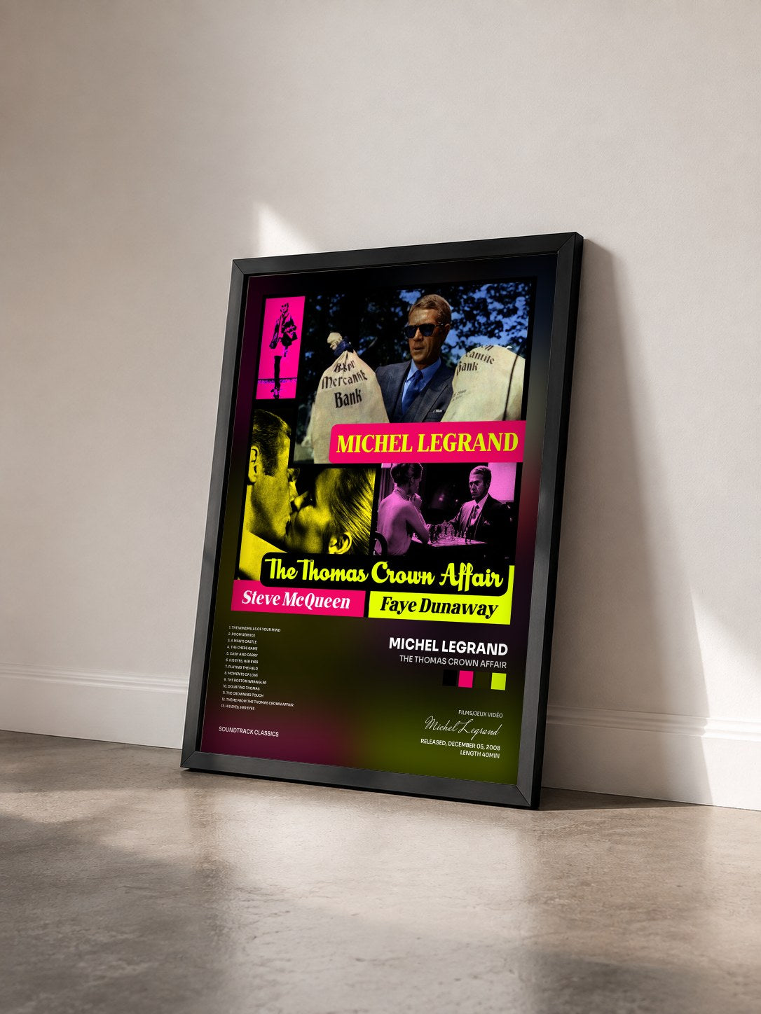 #noir Tableau de l'album The Thomas Crown Affair de Michel Legrand vu de trois quarts, cadre noir