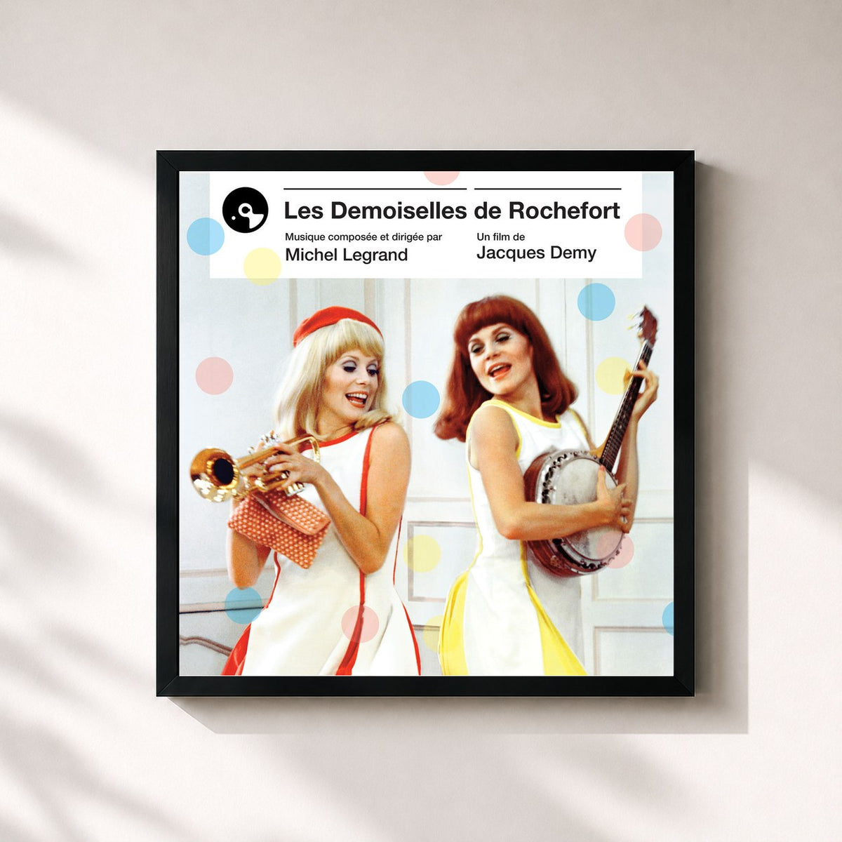 #noir Tableau carré de l'album Les demoiselles de Rochefort (Bande originale du film) de Michel Legrand, cadre noir 32x32 cm