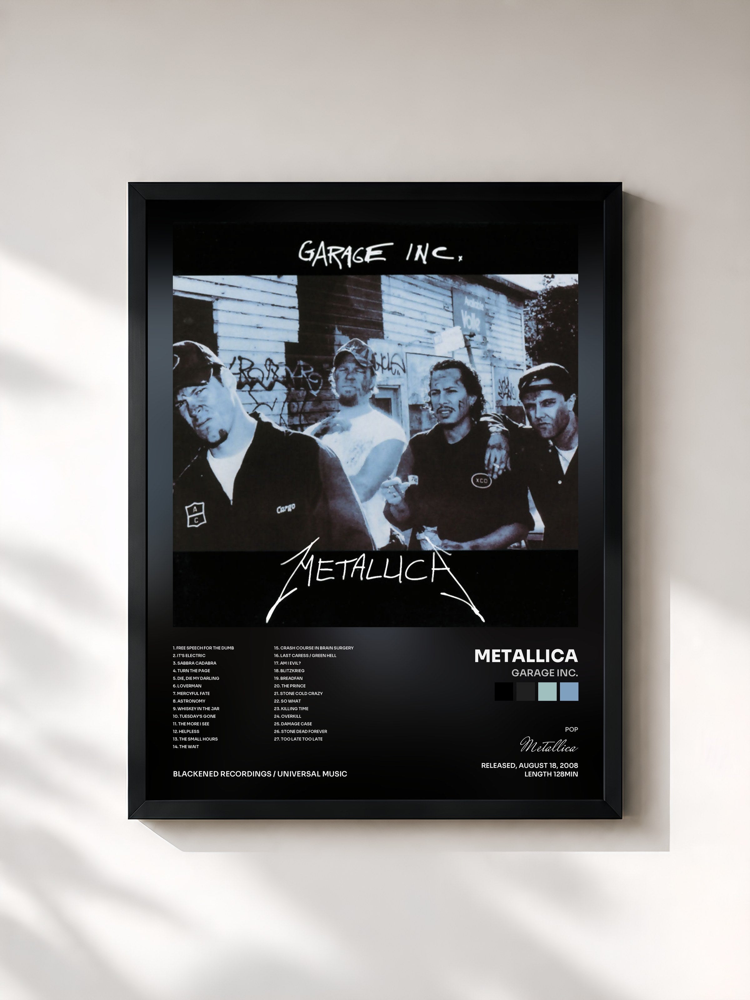 #noir Garage Inc. by Metallica as a framed art print, black frame, printed and framed in France