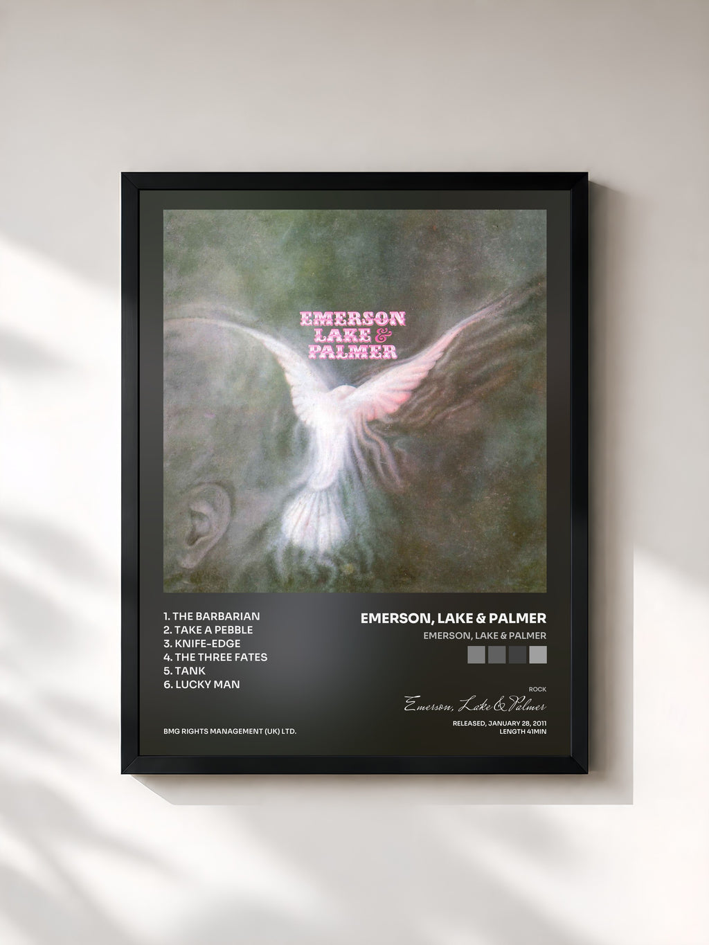 #noir Tableau de l'album Emerson, Lake & Palmer de Emerson, Lake & Palmer, cadre noir, imprimé et encadré en France