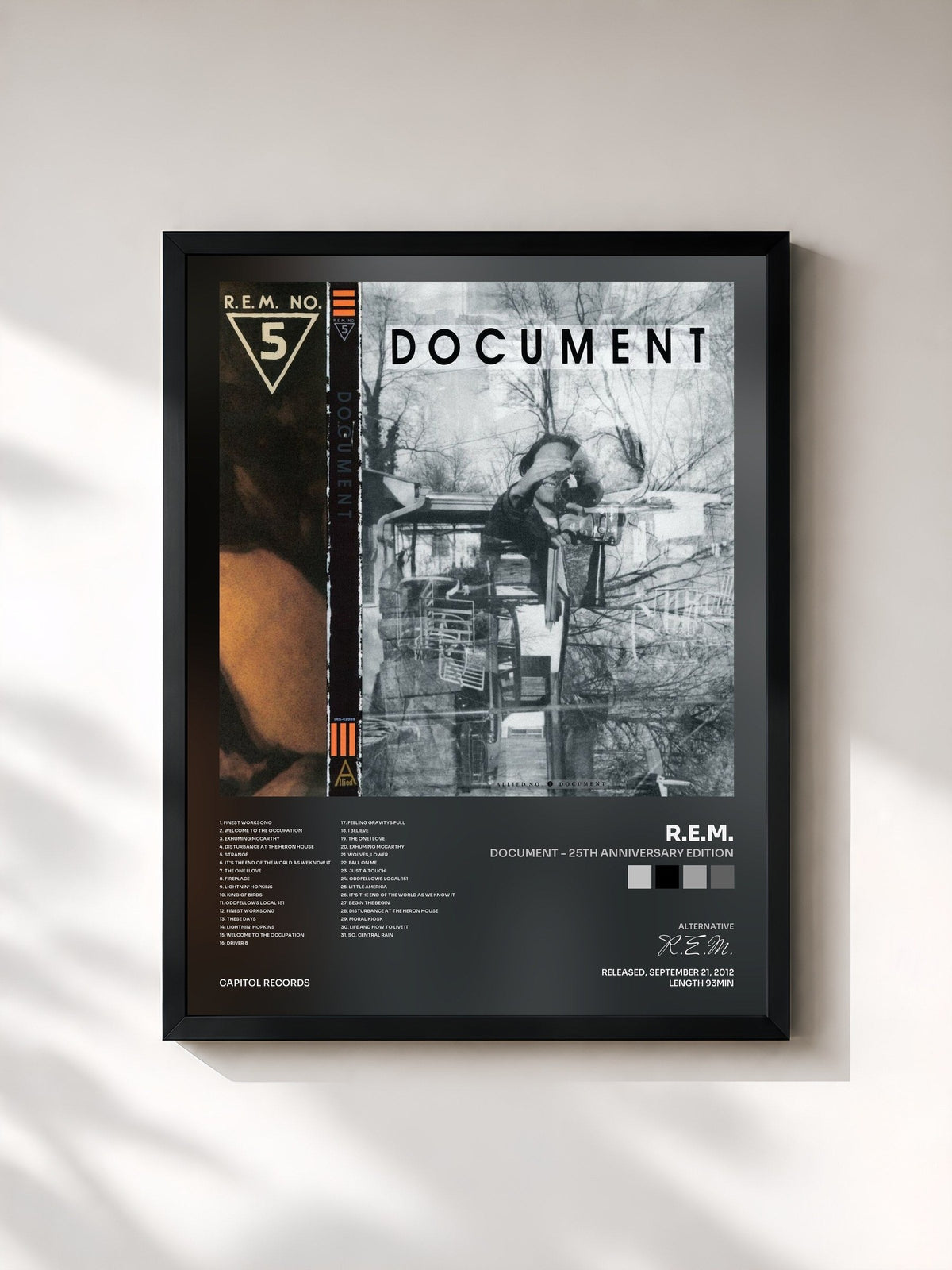 #noir Tableau de l'album Document - 25th Anniversary Edition de R.E.M., cadre noir, imprimé et encadré en France