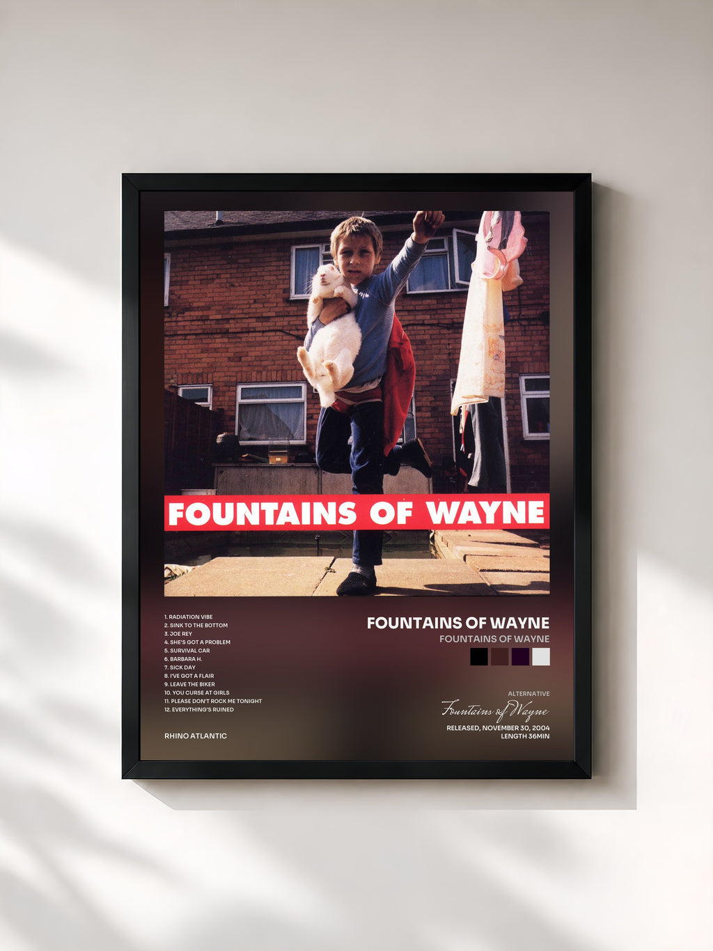 #noir Tableau de l'album Fountains of Wayne de Fountains of Wayne, cadre noir, imprimé et encadré en France