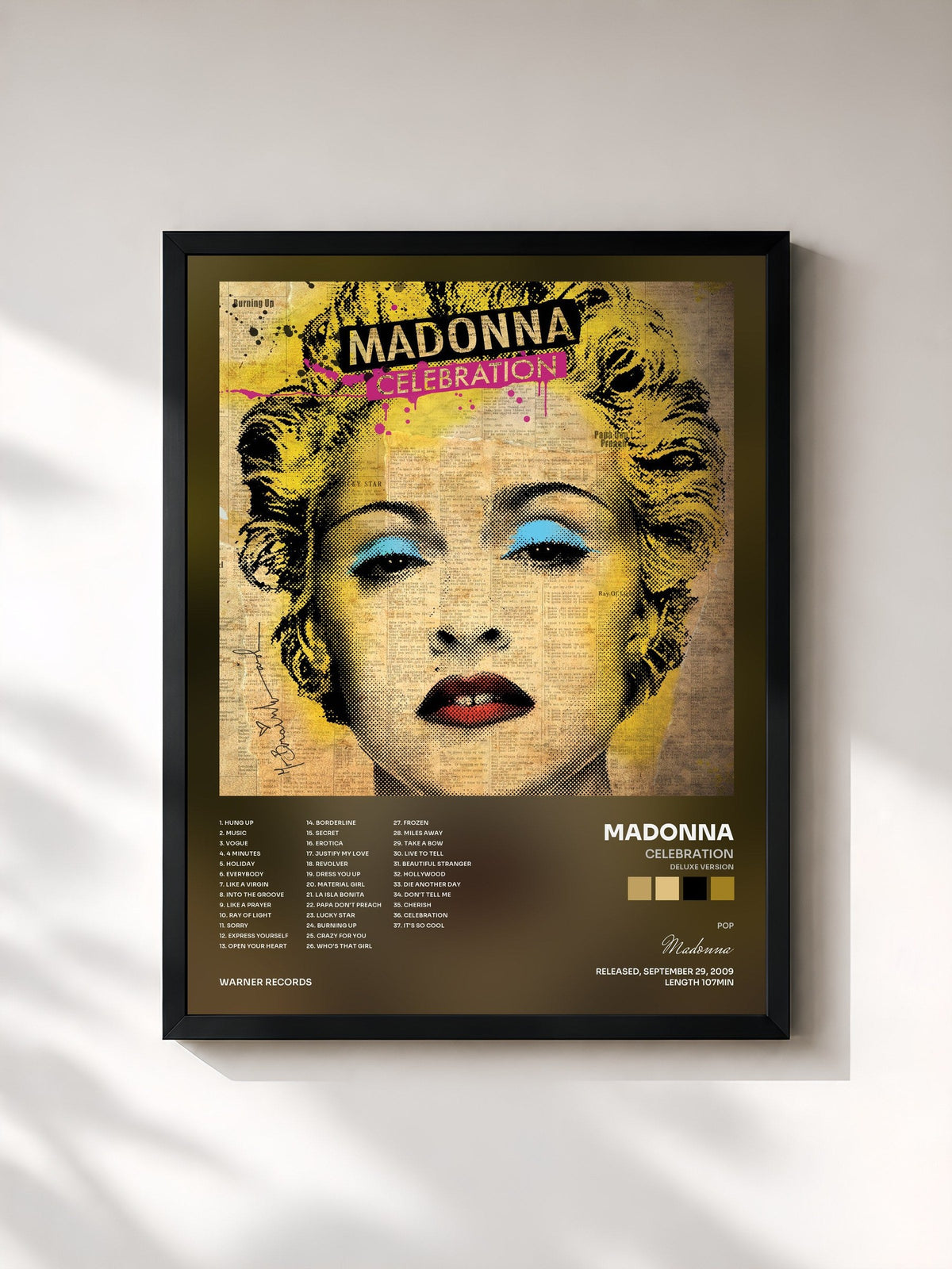 #noir Tableau de l'album Celebration (Deluxe Version) de Madonna, cadre noir, imprimé et encadré en France