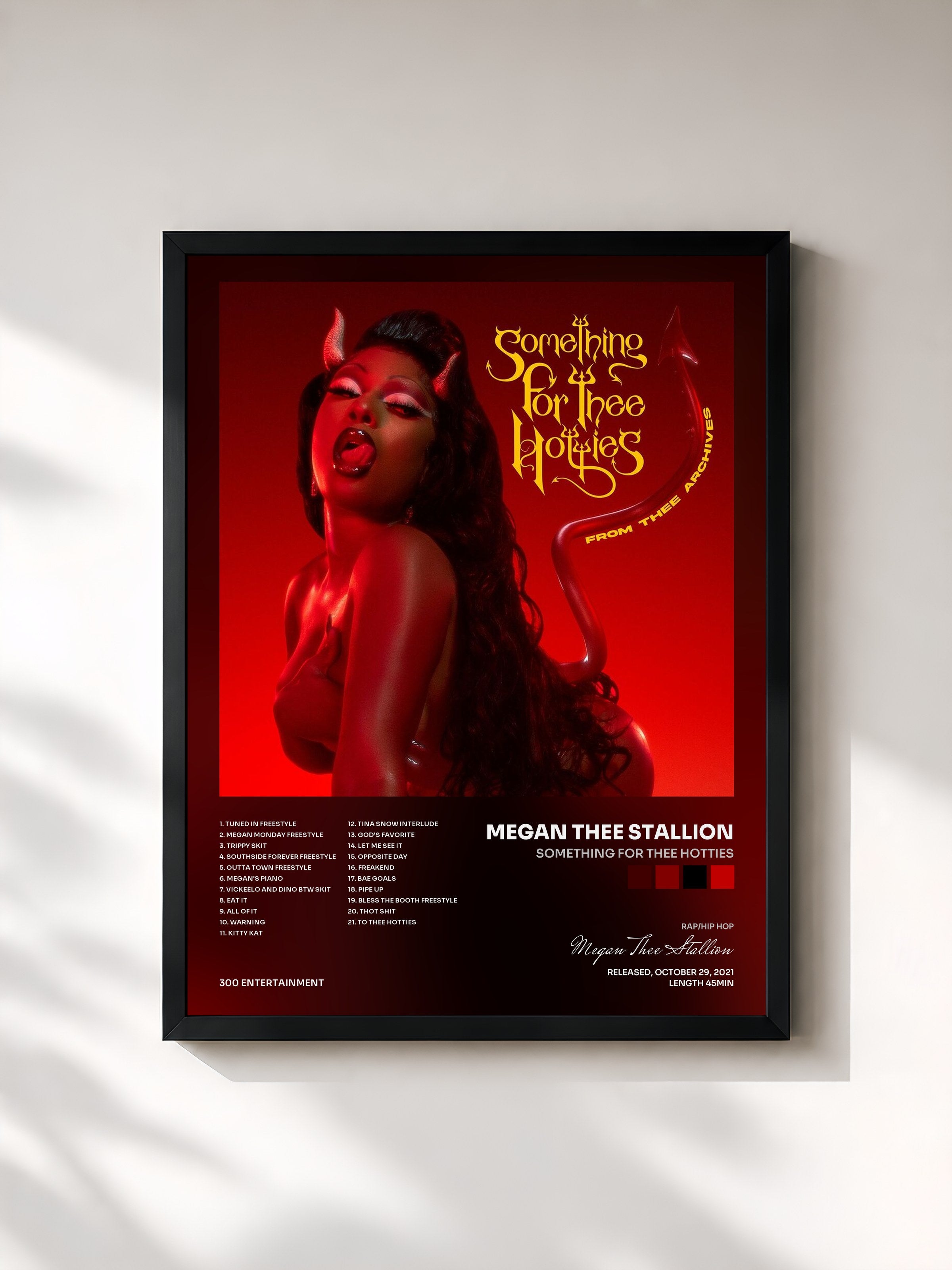 #noir Tableau de l'album Something for Thee Hotties de Megan Thee Stallion, cadre noir, imprimé et encadré en France