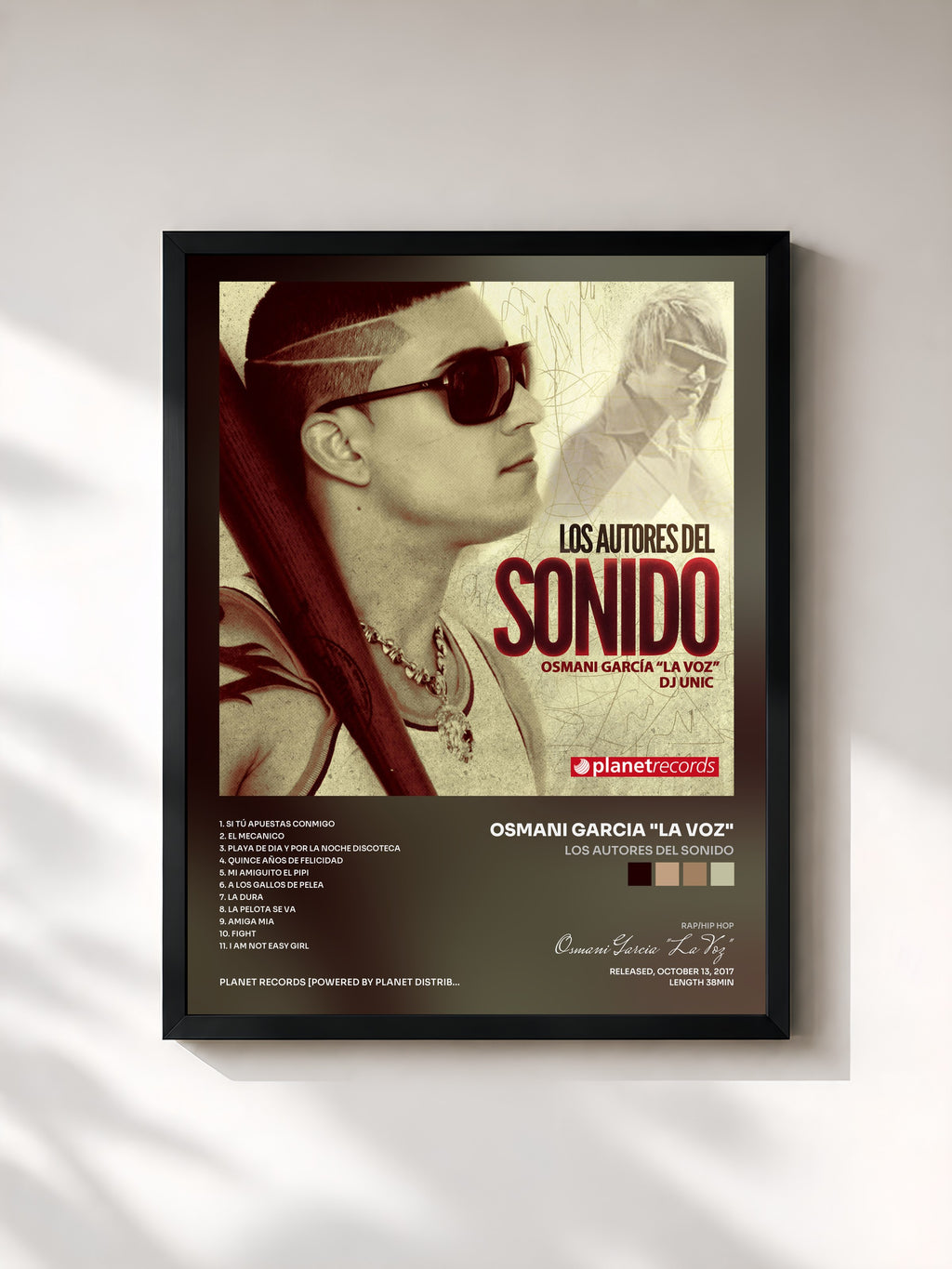 #noir Tableau de l'album Los Autores Del Sonido de Osmani Garcia "La Voz", cadre noir, imprimé et encadré en France