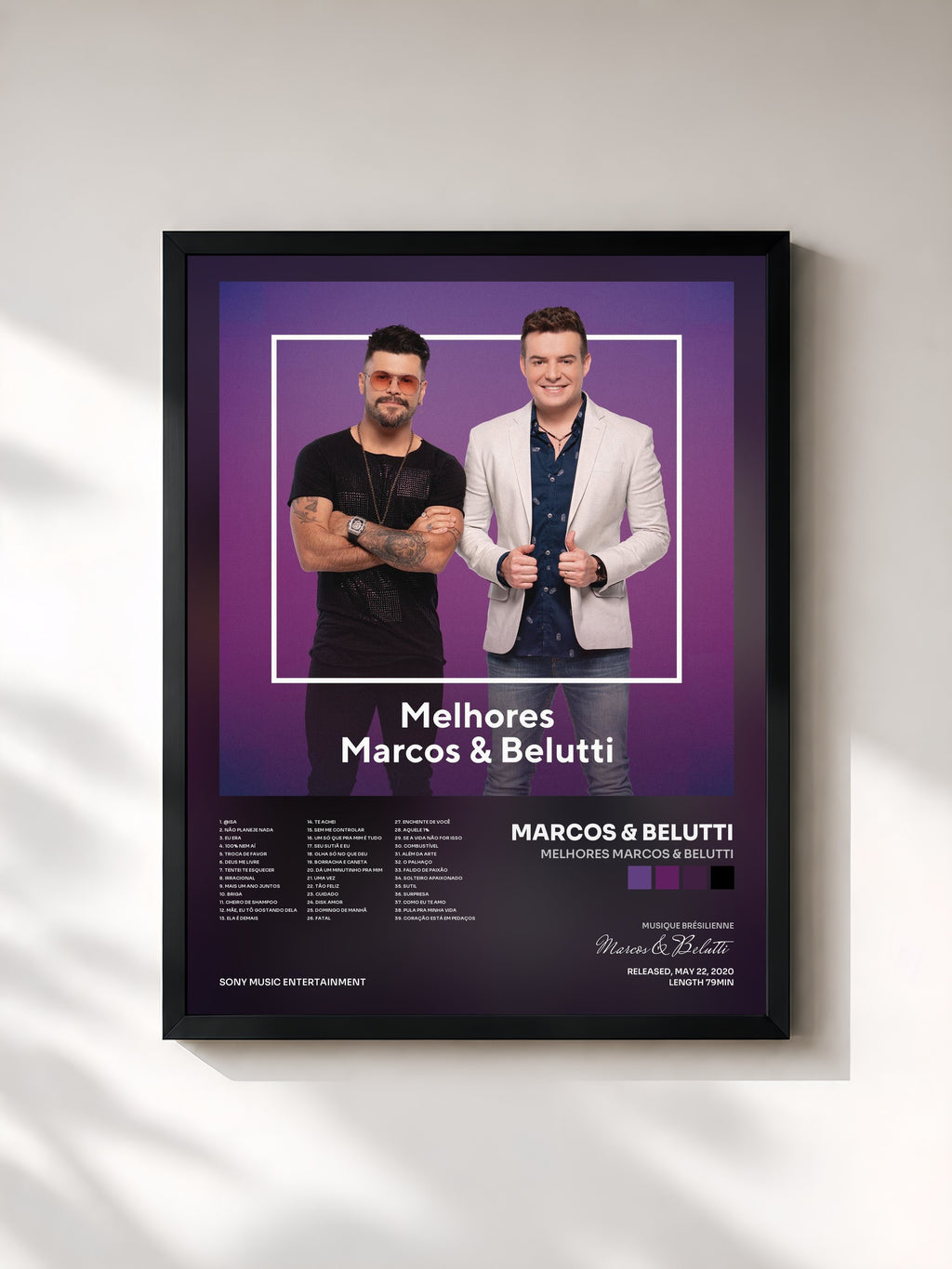 #noir Tableau de l'album Melhores Marcos & Belutti de Marcos & Belutti, cadre noir, imprimé et encadré en France