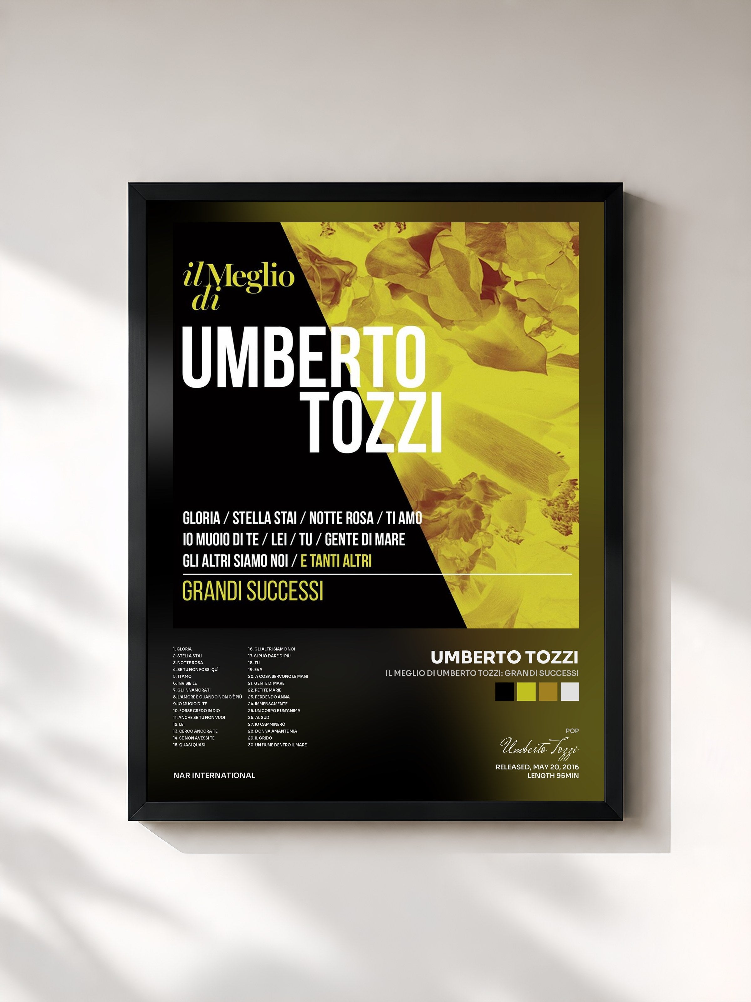 #noir Tableau de l'album Il Meglio Di Umberto Tozzi: Grandi Successi de Umberto Tozzi, cadre noir, imprimé et encadré en France