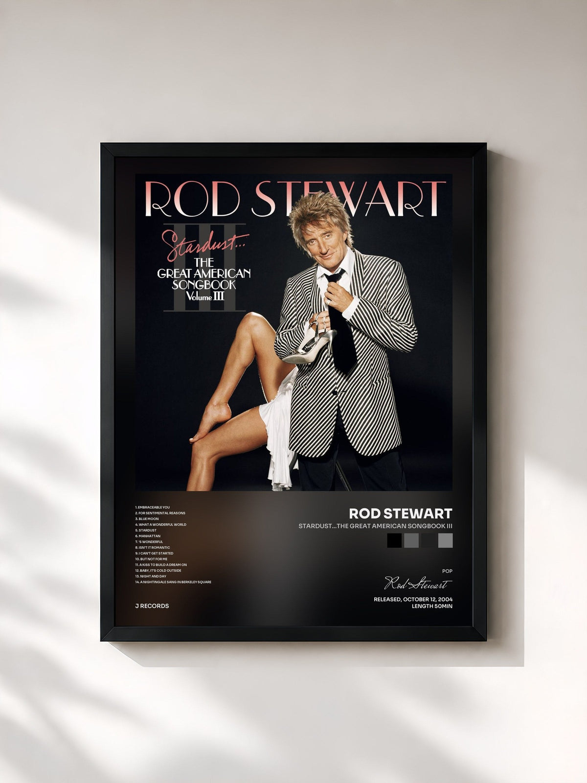 #noir Stardust...The Great American Songbook III de Rod Stewart en lámina enmarcada, marco negro, impresa y enmarcada en Francia