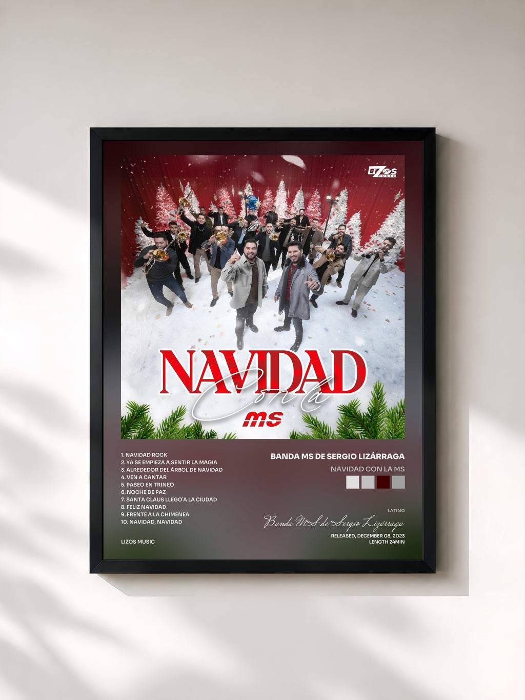 #noir Tableau de l'album Navidad con la MS de Banda MS de Sergio Lizárraga, cadre noir, imprimé et encadré en France
