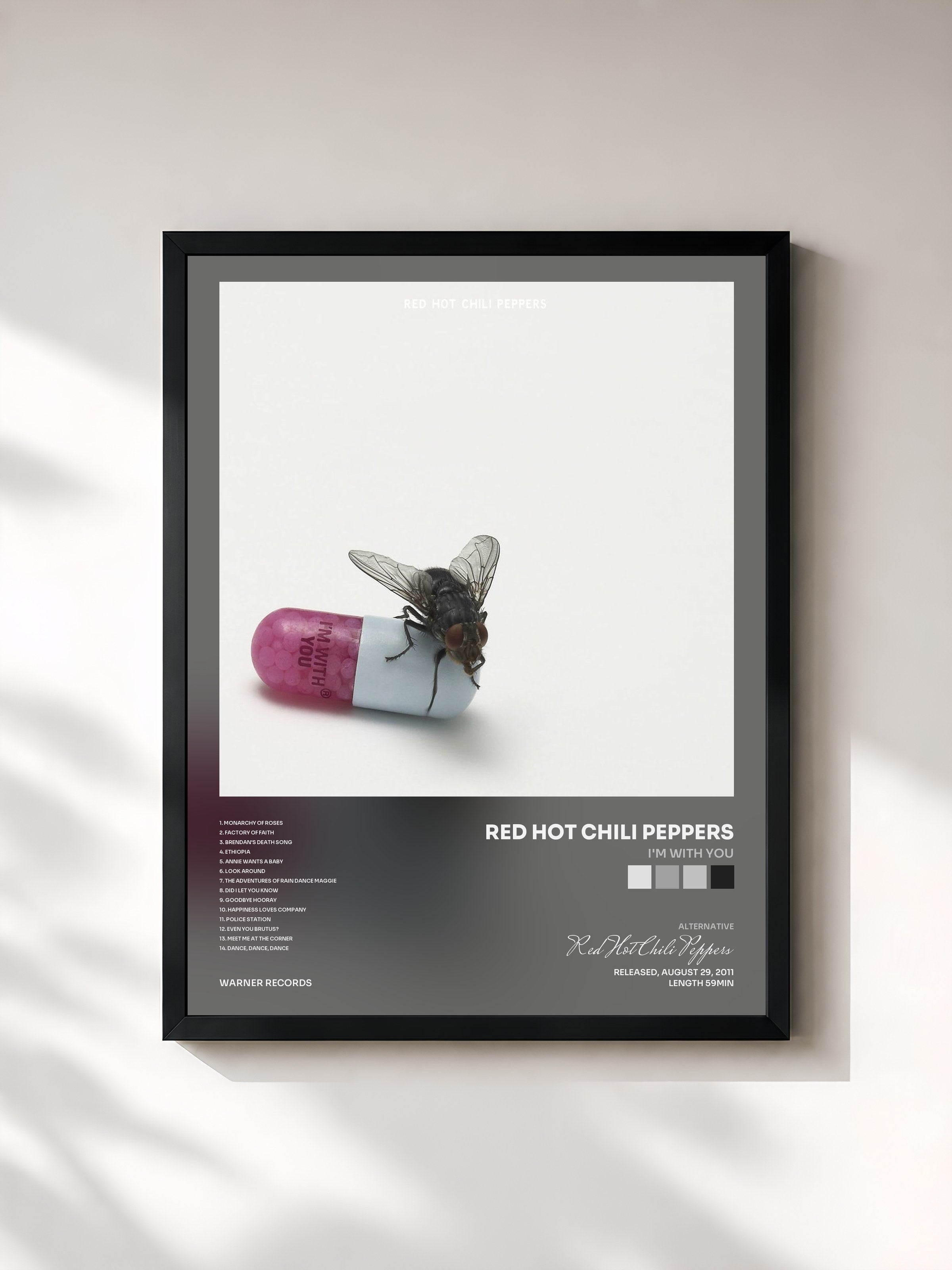 #noir I'm with You by Red Hot Chili Peppers as a framed art print, black frame, printed and framed in France