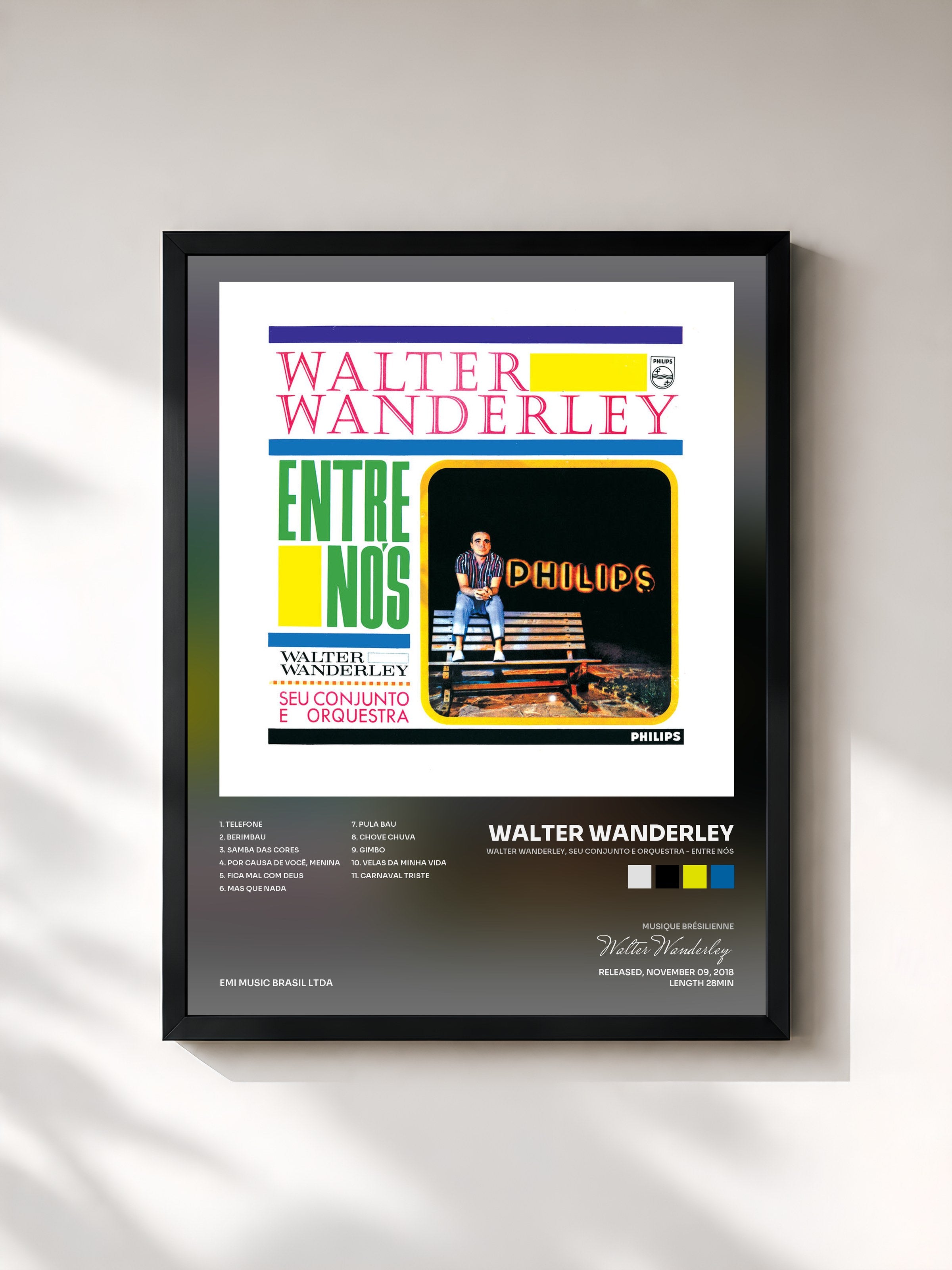 #noir Tableau de l'album Walter Wanderley, Seu Conjunto E Orquestra - Entre Nós de Walter Wanderley, cadre noir, imprimé et encadré en France