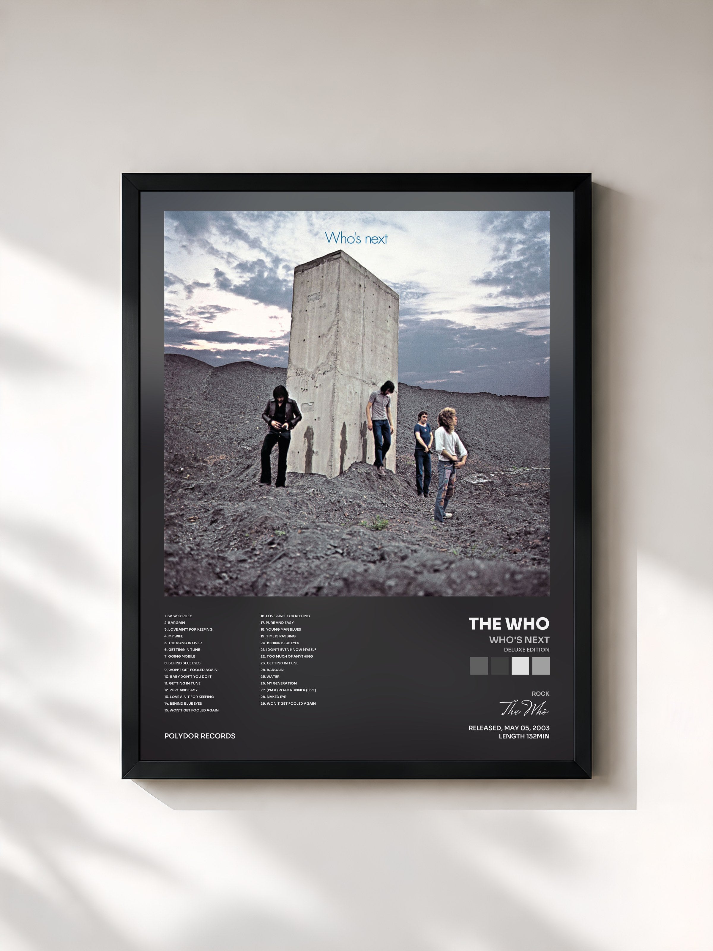 #noir Who's Next (Deluxe Edition) by The Who as a framed art print, black frame, printed and framed in France
