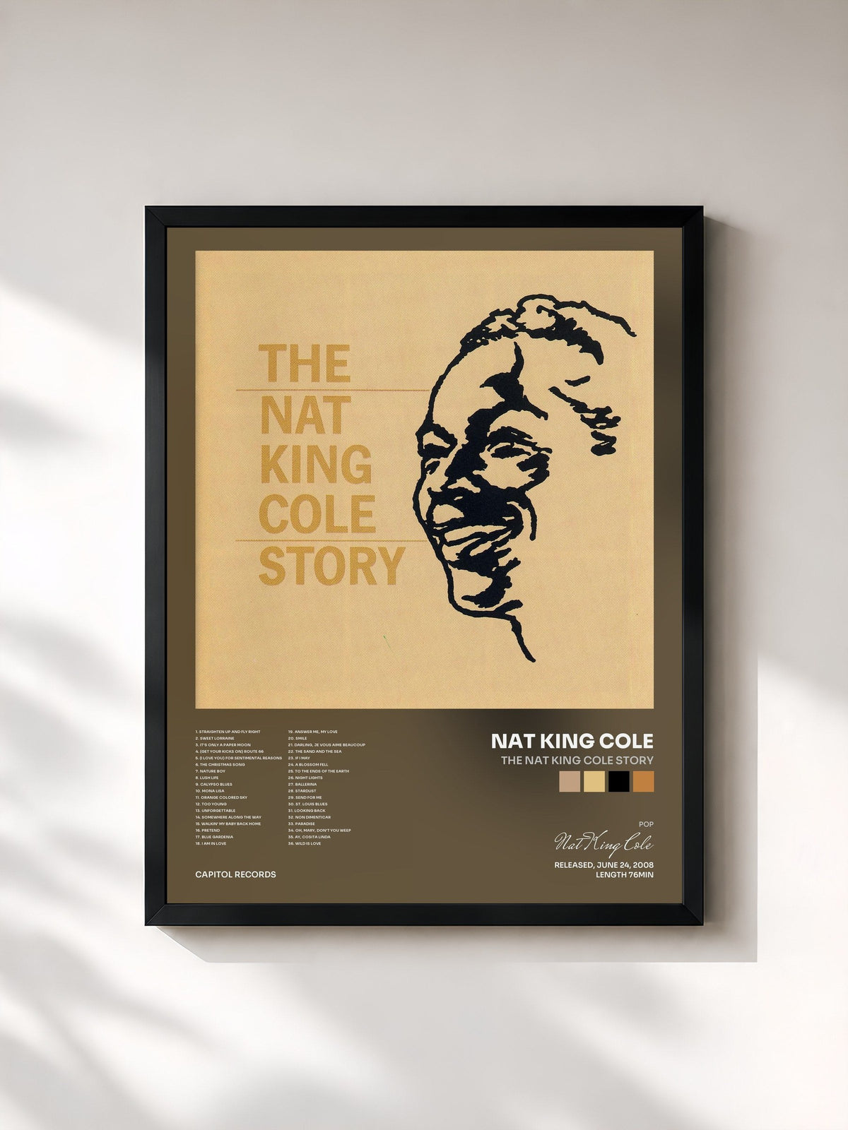 #noir The Nat King Cole Story by Nat King Cole as a framed art print, black frame, printed and framed in France