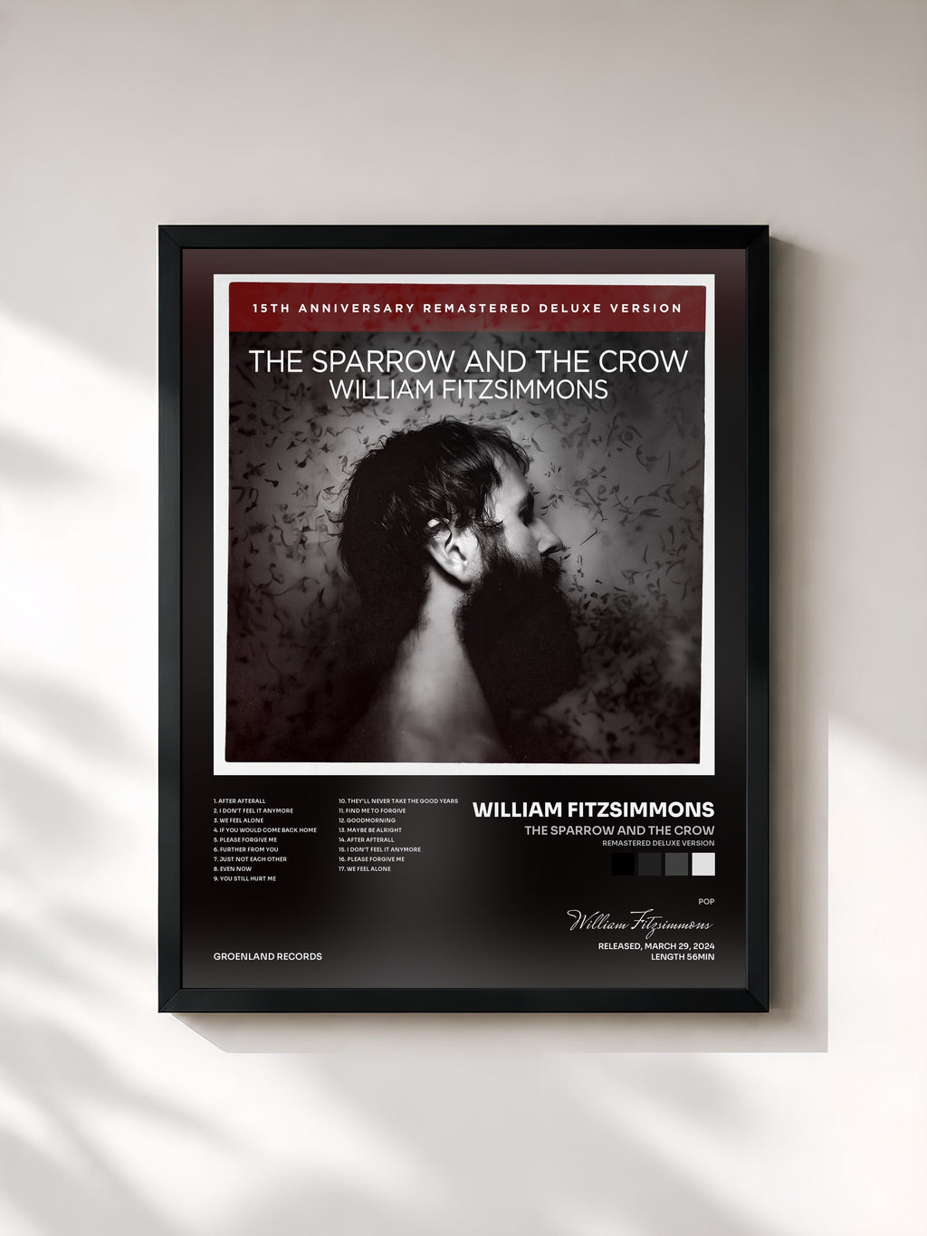 #noir The Sparrow and the Crow (Remastered Deluxe Version) di William Fitzsimmons in stampa incorniciata, cornice nera, stampata e incorniciata in Francia