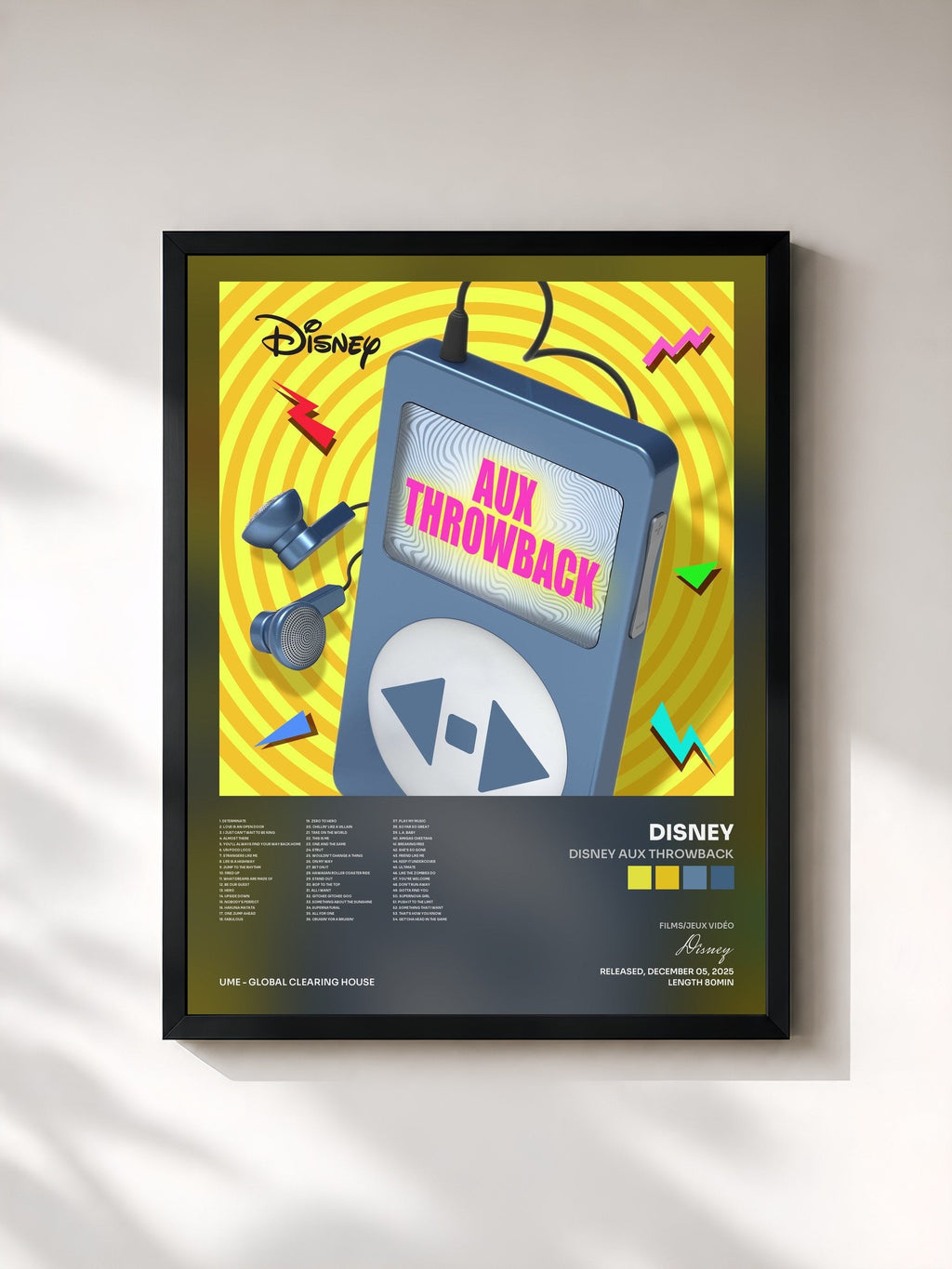 #noir Tableau de l'album Disney AUX Throwback de Disney, cadre noir, imprimé et encadré en France