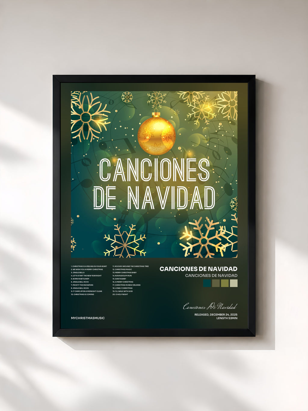 #noir Tableau de l'album Canciones de Navidad de Canciones De Navidad, cadre noir, imprimé et encadré en France
